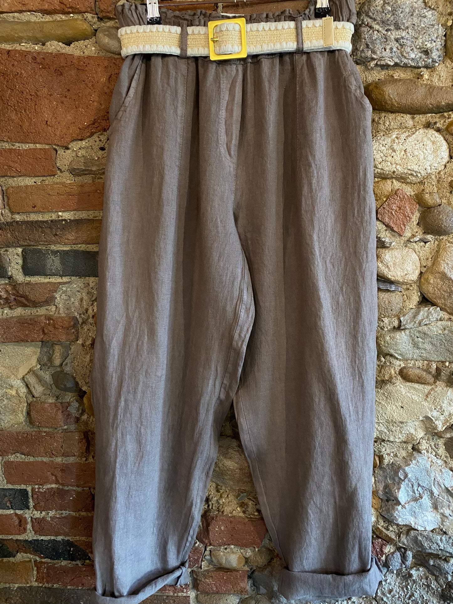 Pantalone Sweet Lino colore mocha mousse