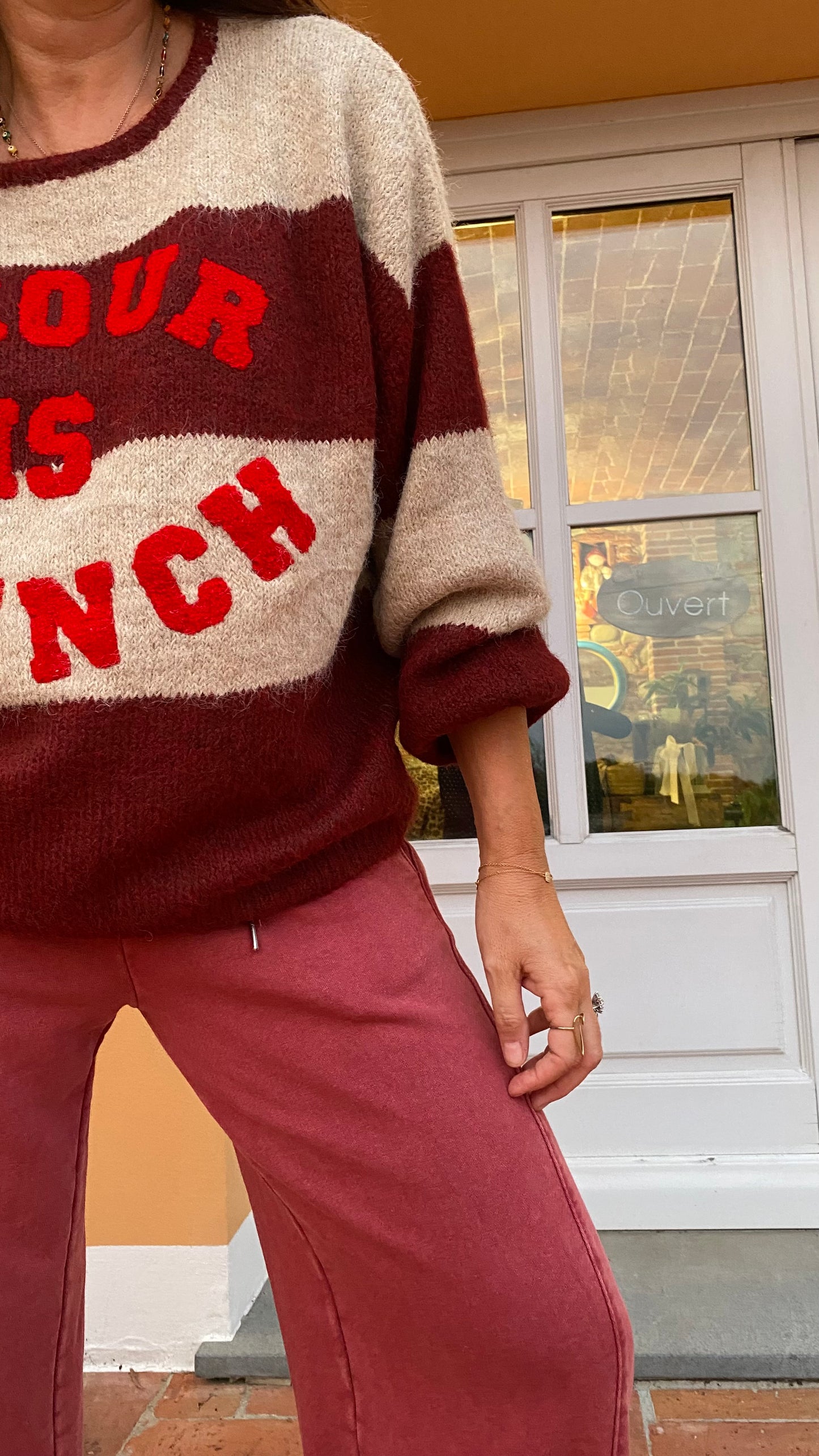 Maglione Amour is French burgundy