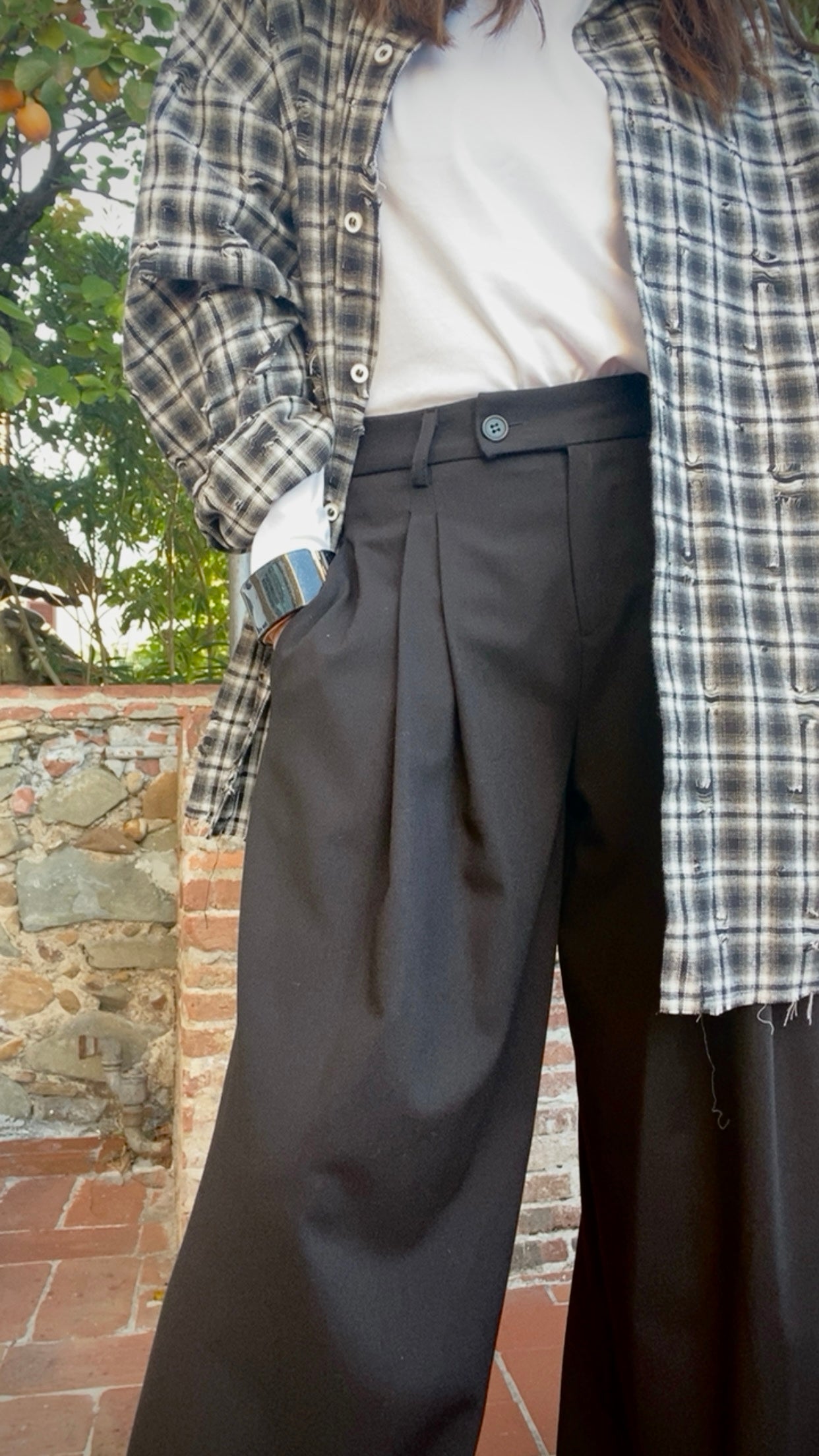 Camicia Mind check black grey