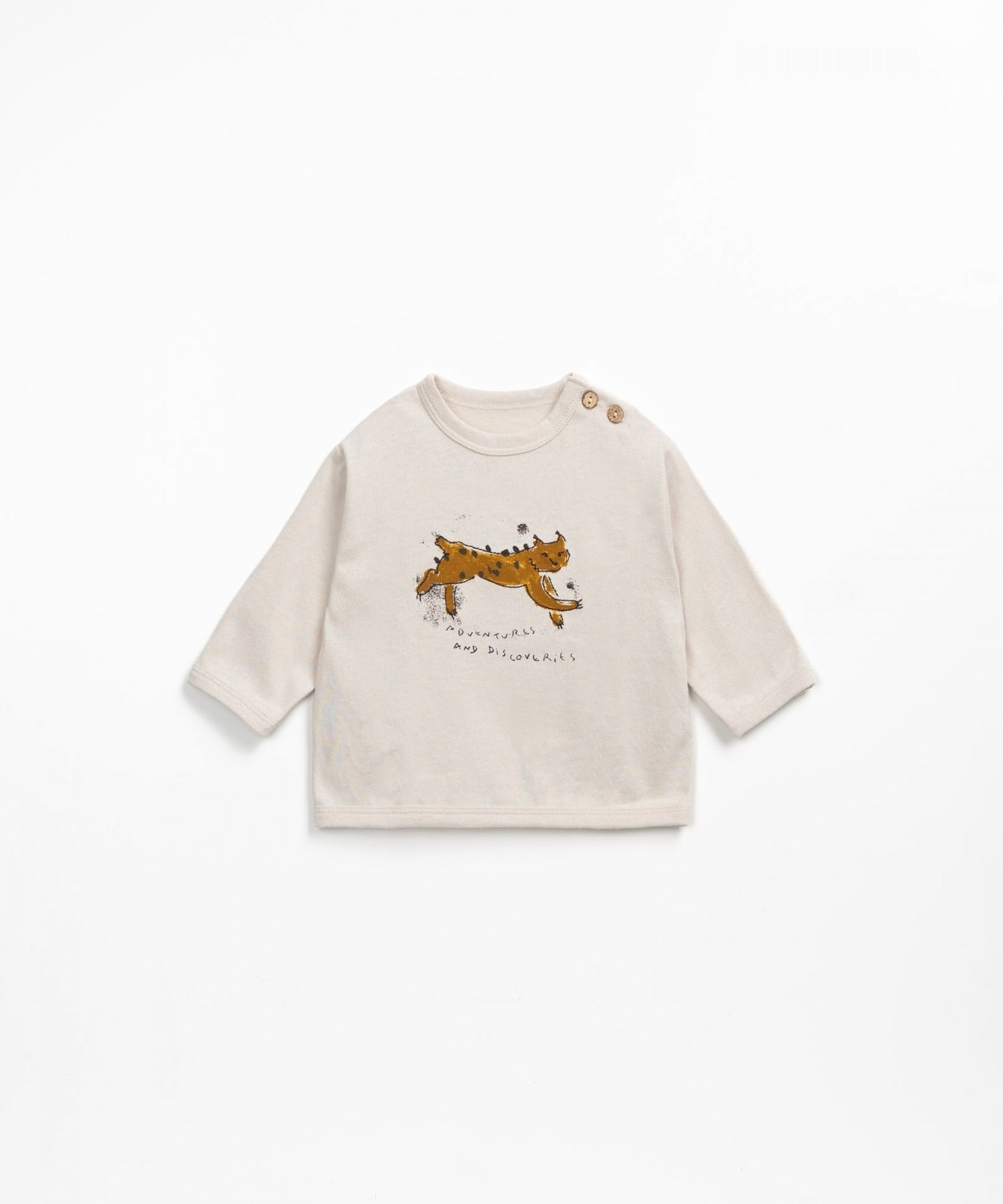T-shirt colore beige stampa lince