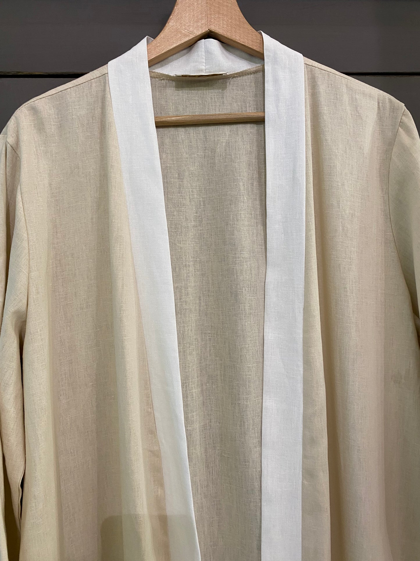 Charlotte Kimono donna in Lino e viscosa colore panna e bianco