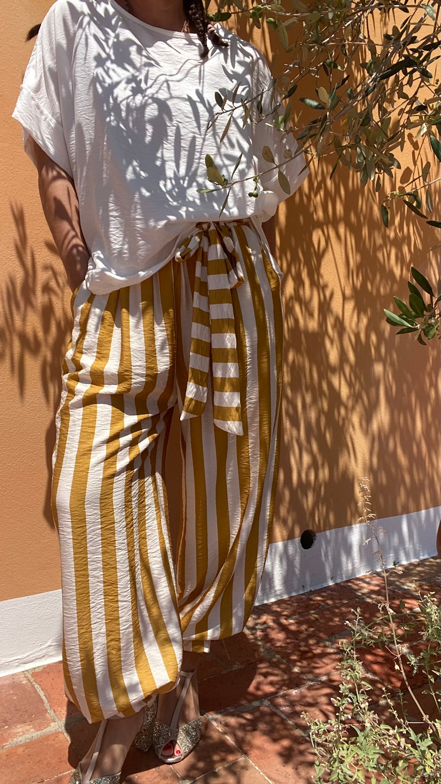 Pantalone Roan righe latte giallo