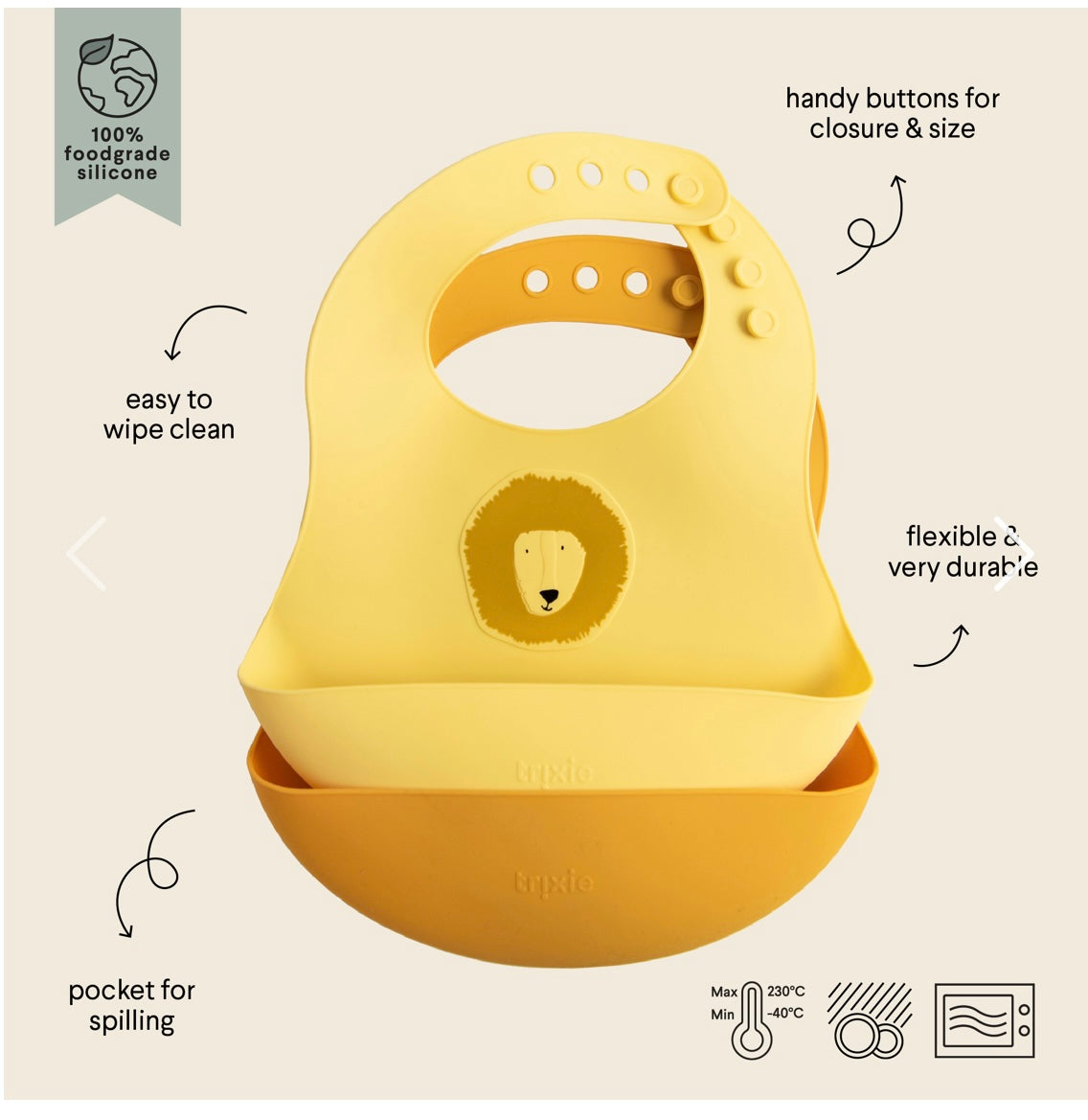 Set 2 bavaglini in silicone Leone