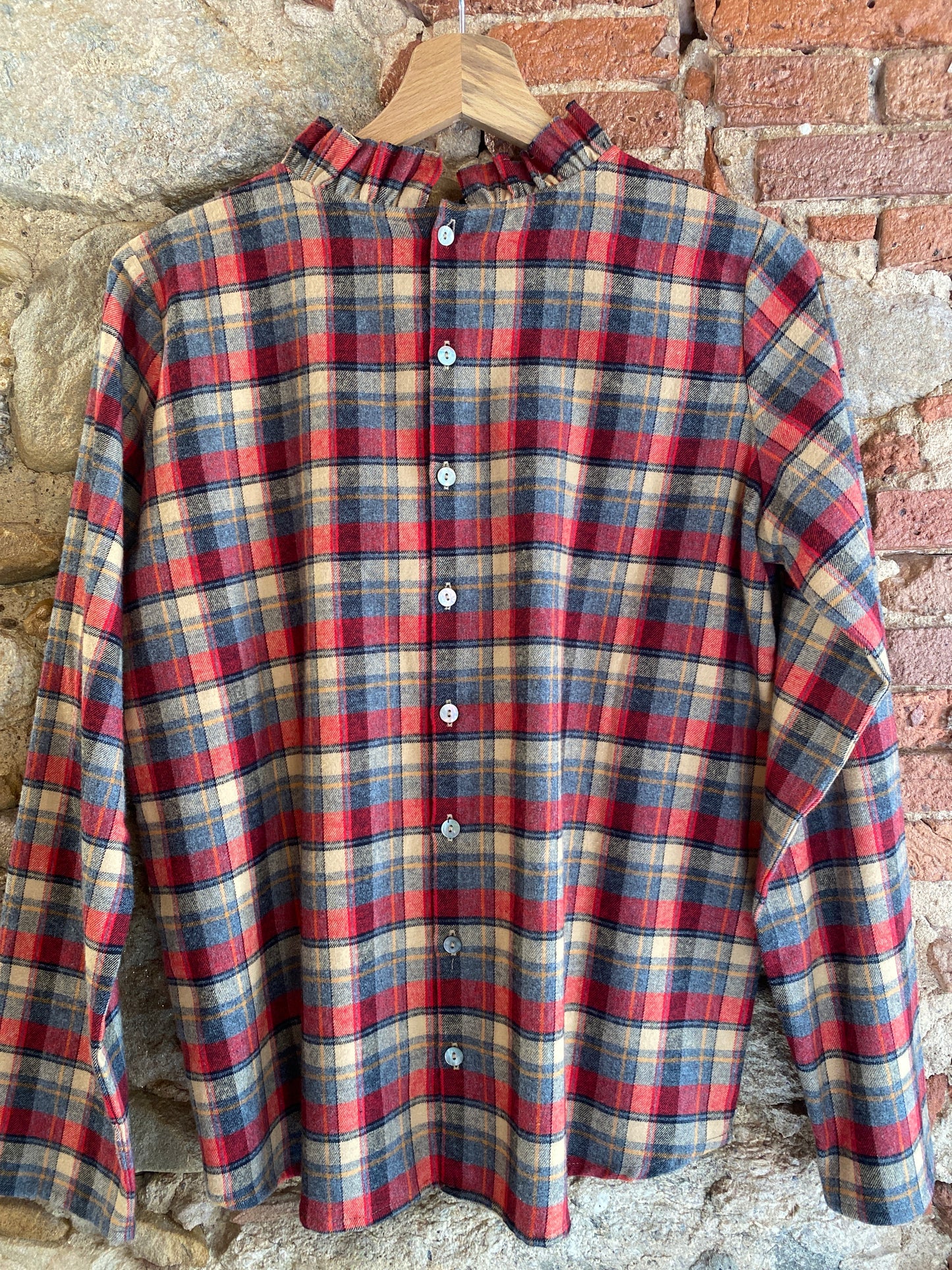 Camicia Andrea check grey beige bordeaux