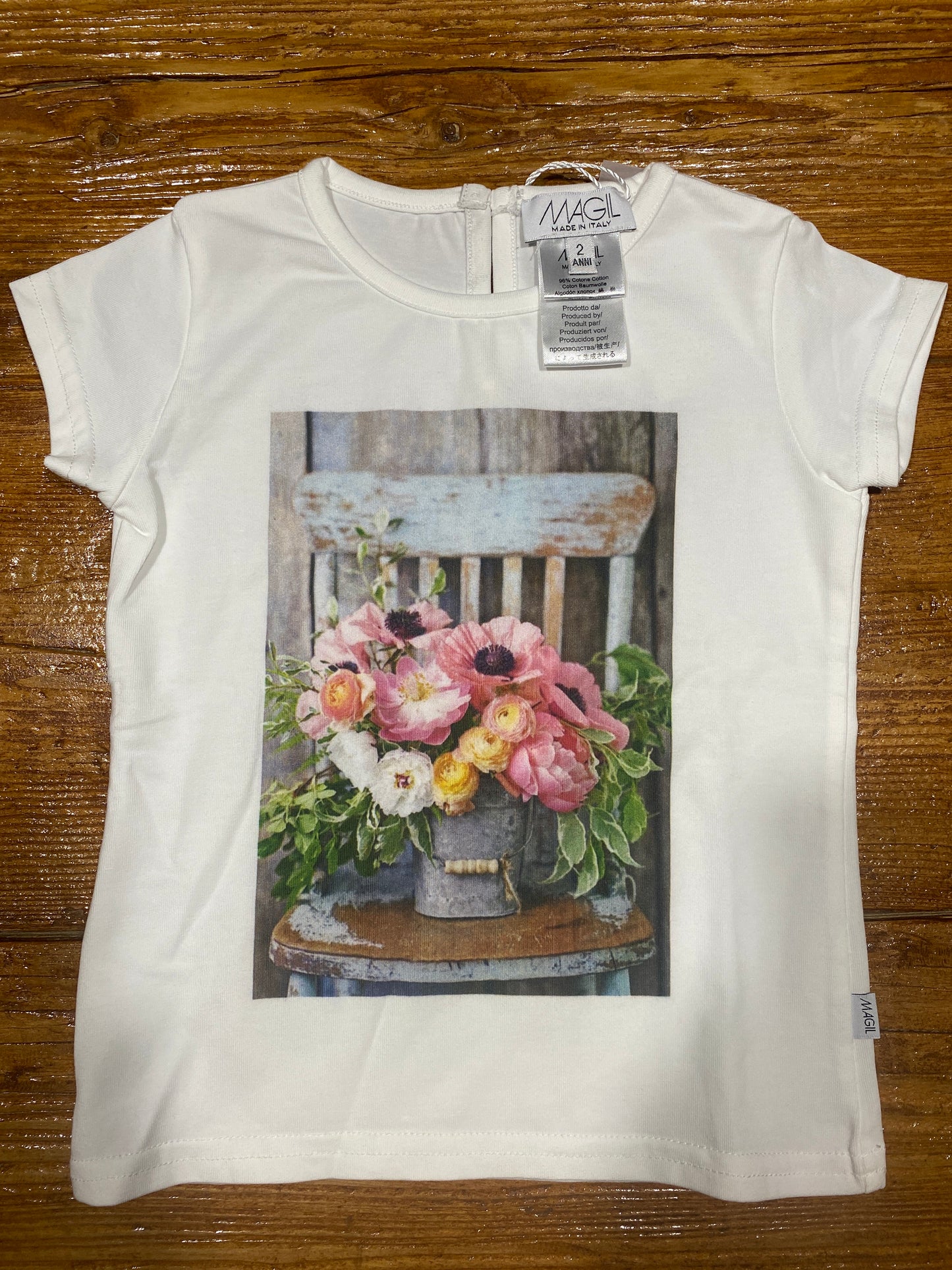 T-shirt stampa vaso fiori