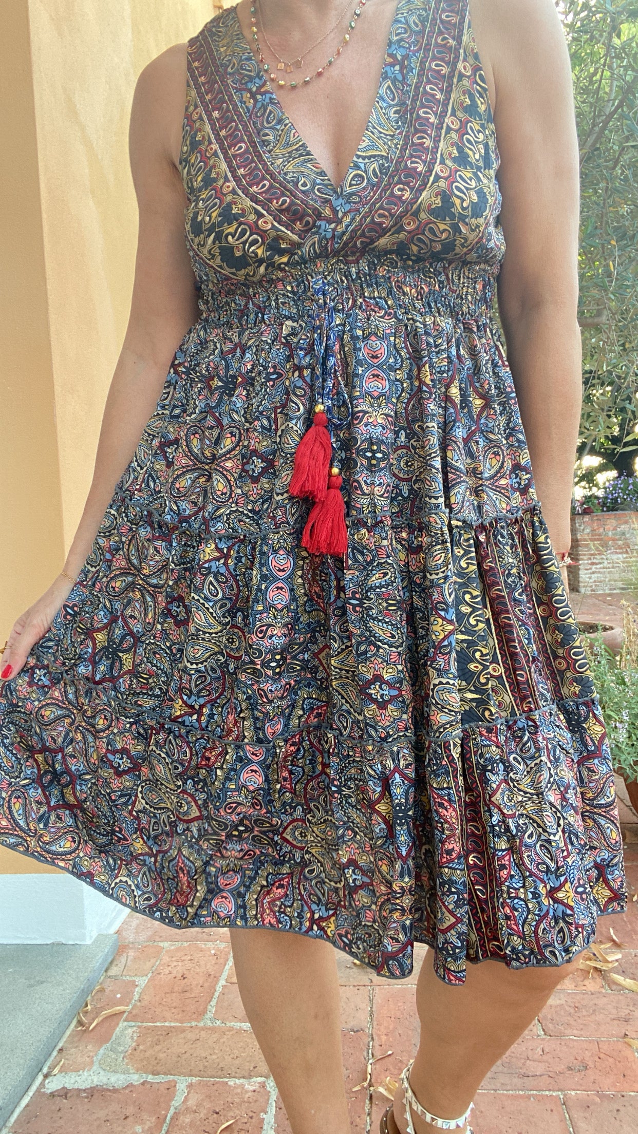 Abito Amarea blu azzurro marrone