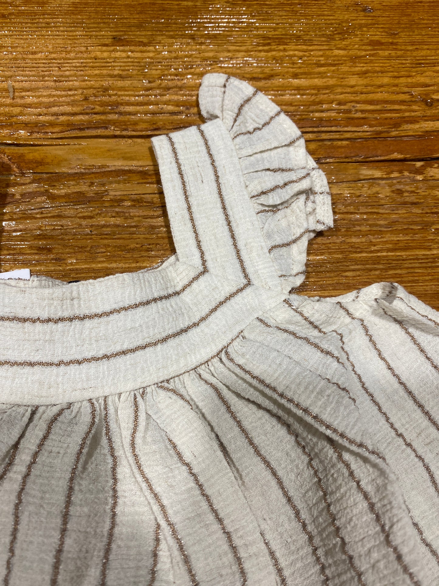 Blusa écru gessata caramello