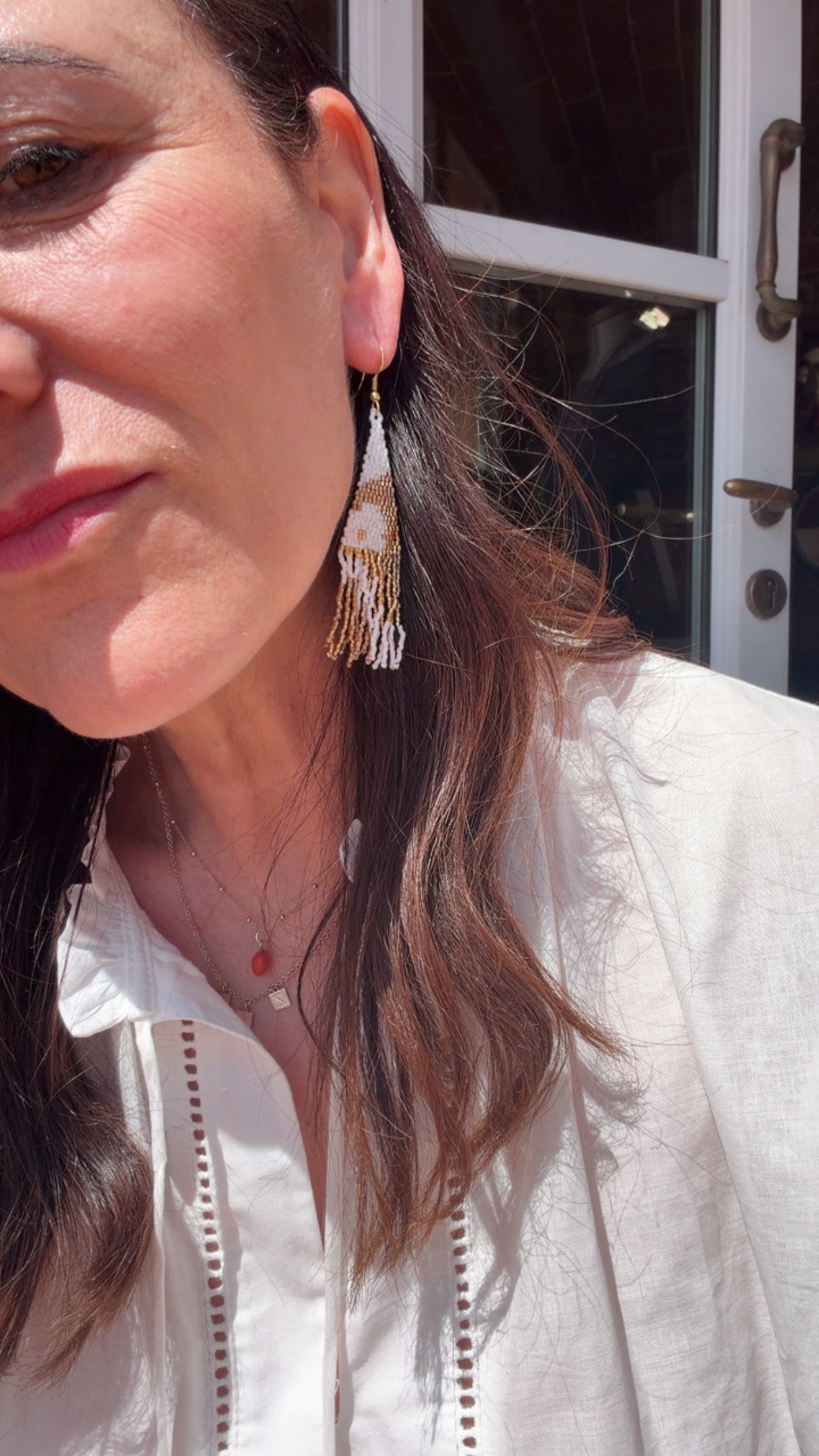 Orecchini Gipsy S bianco oro