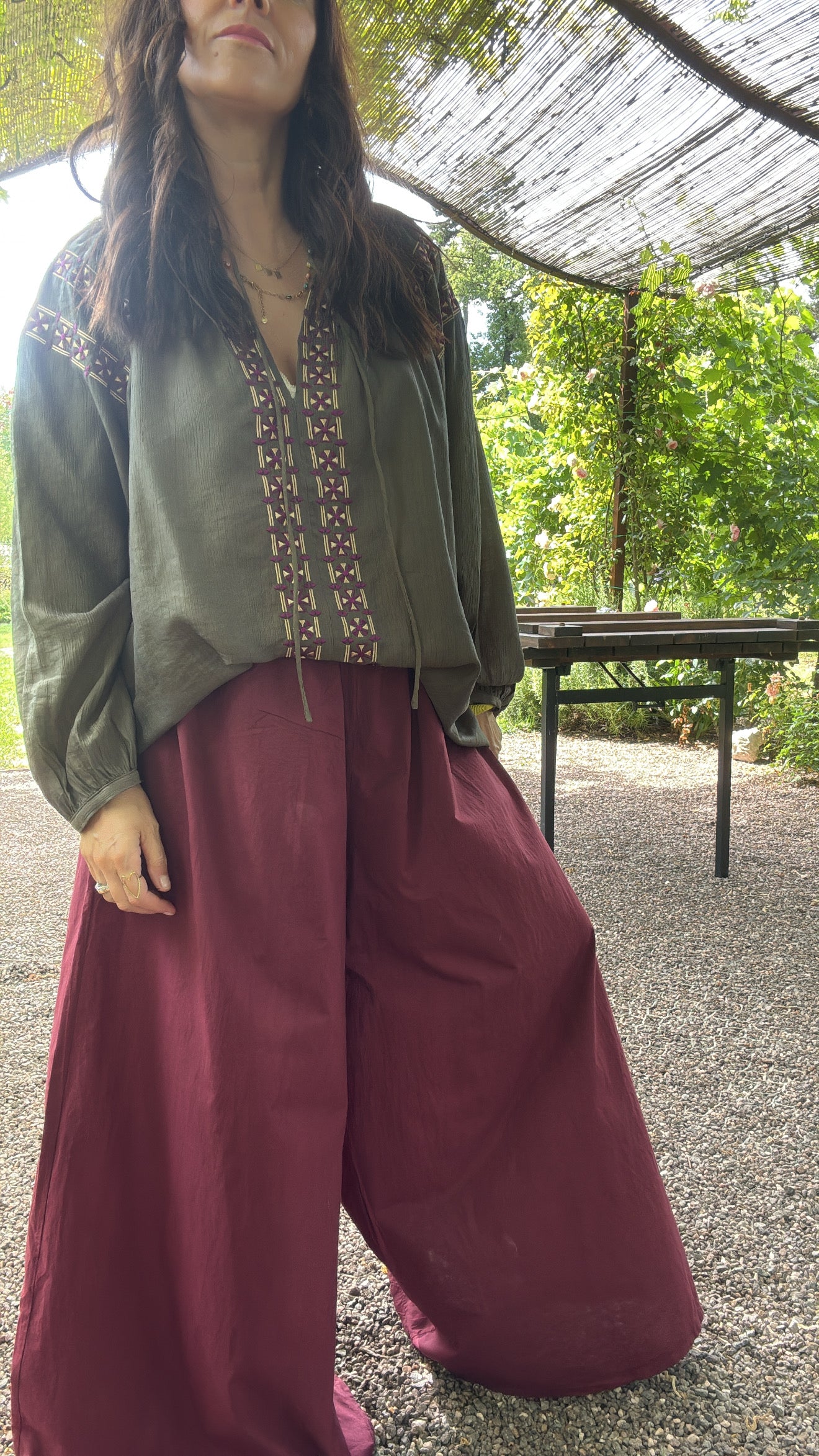 Pantalone Curcuma burgundy