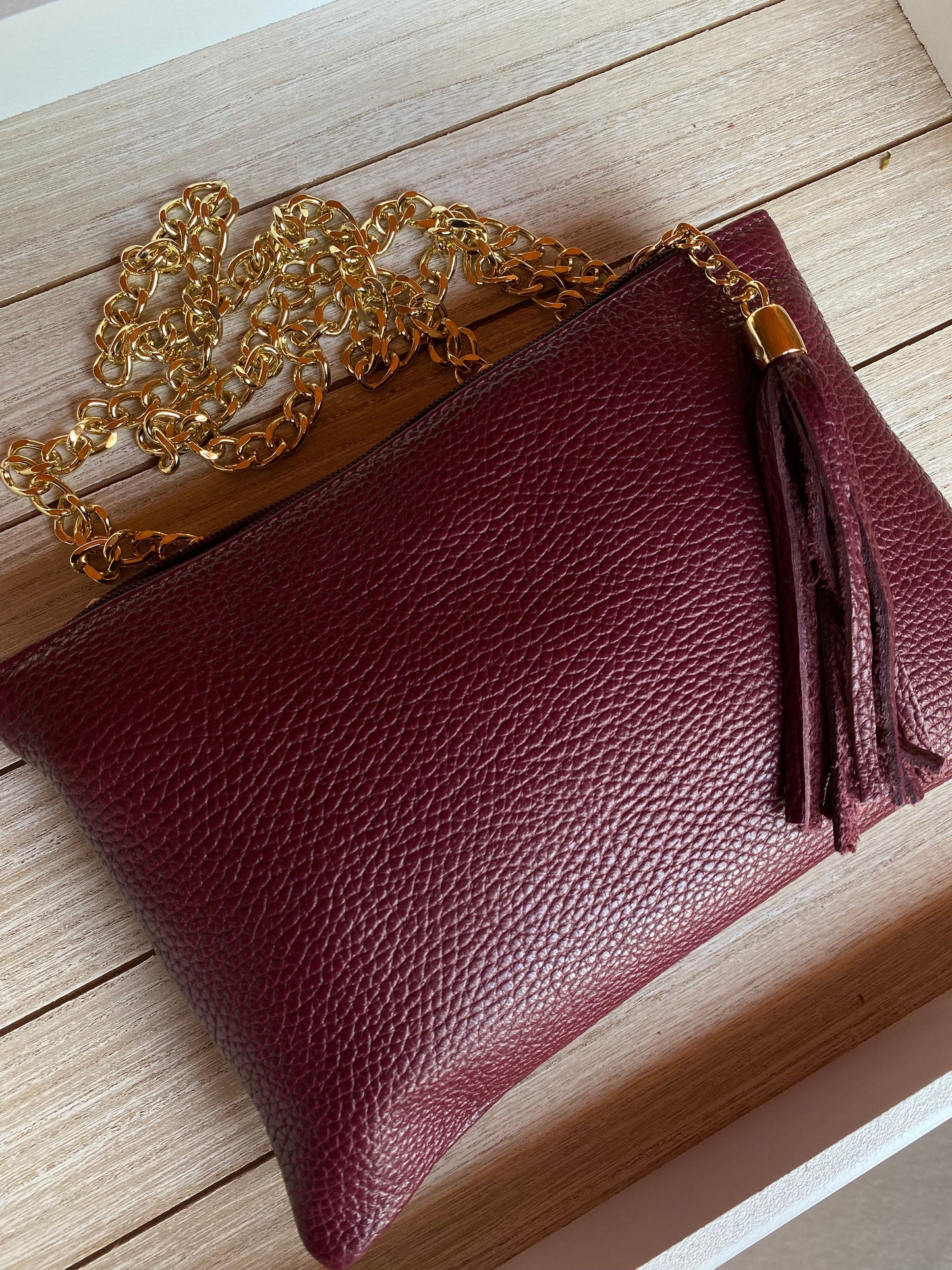 Pochette Mimì in pelle bordeaux