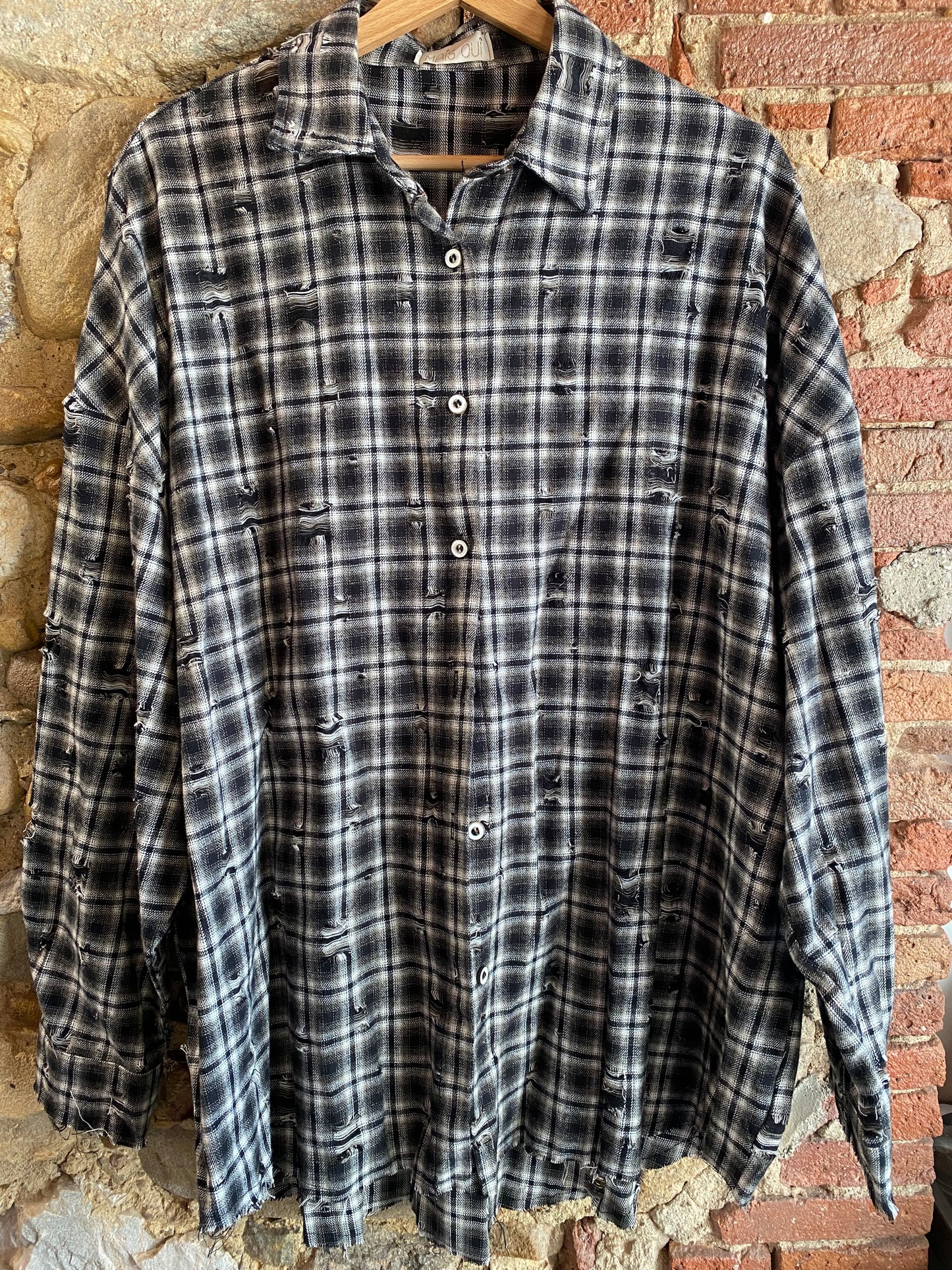 Camicia Mind check black grey