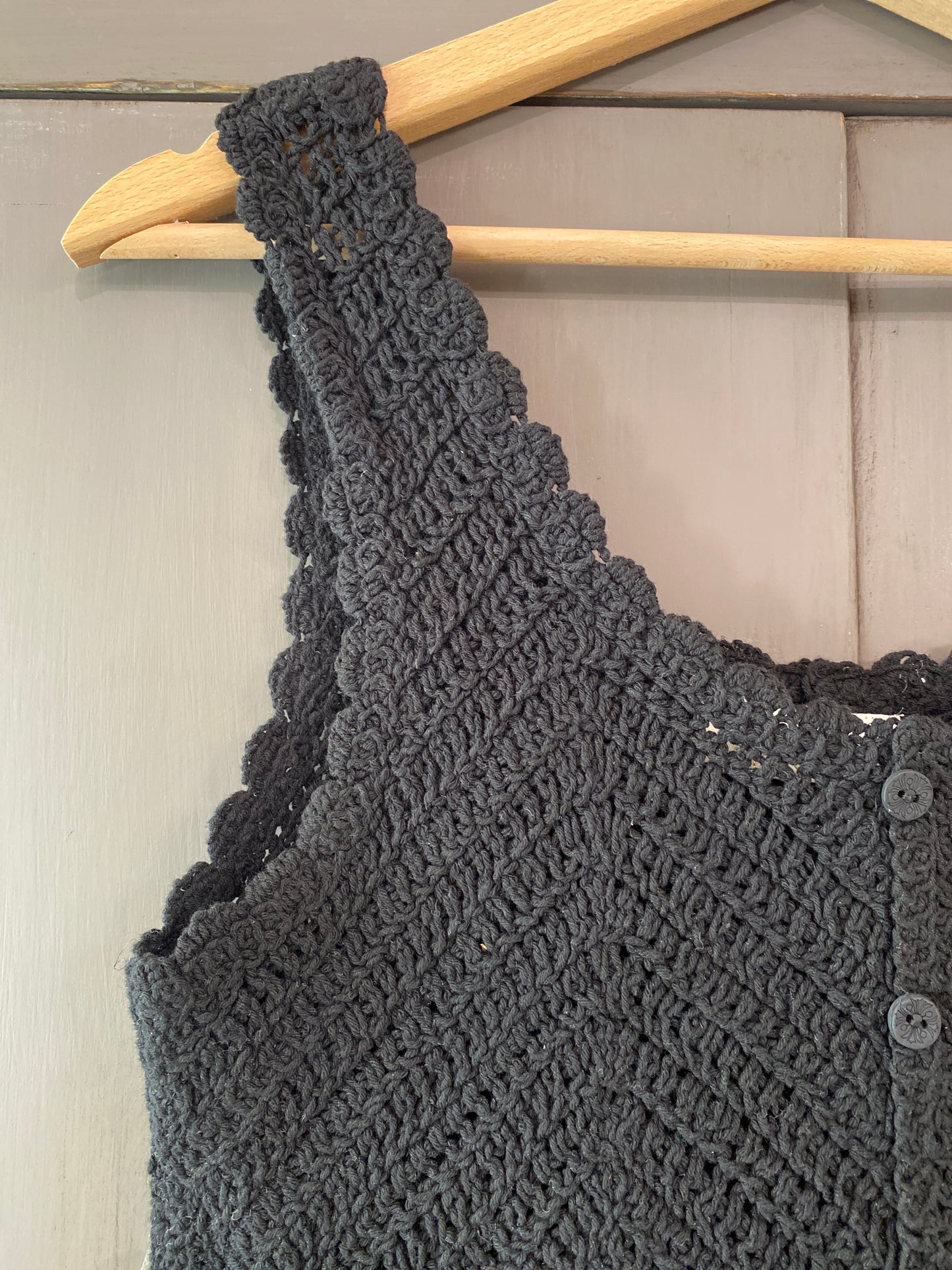Top crop Remi’ crochet colore nero