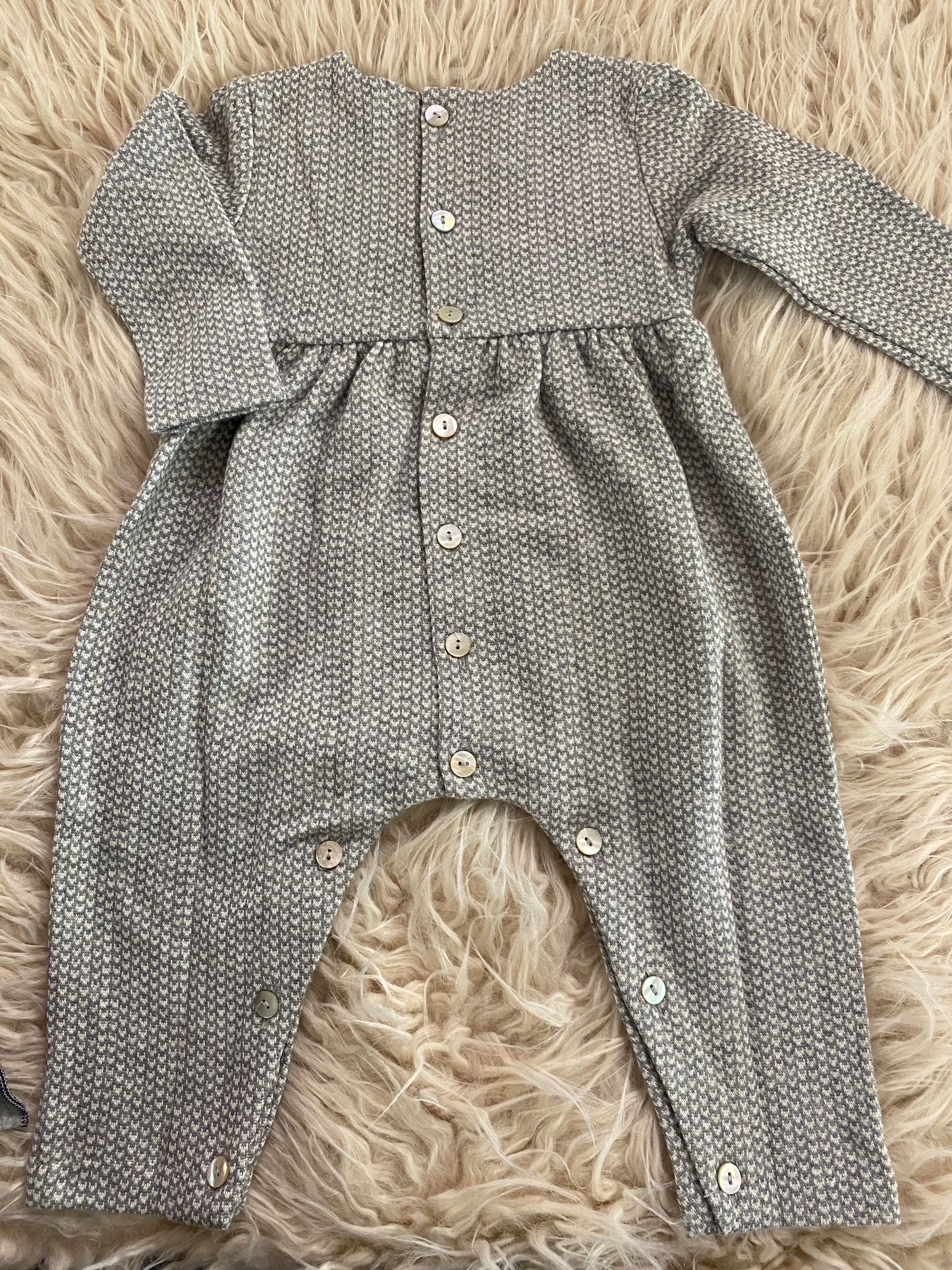 Tutina intera in jacquard colore grigio e bianco