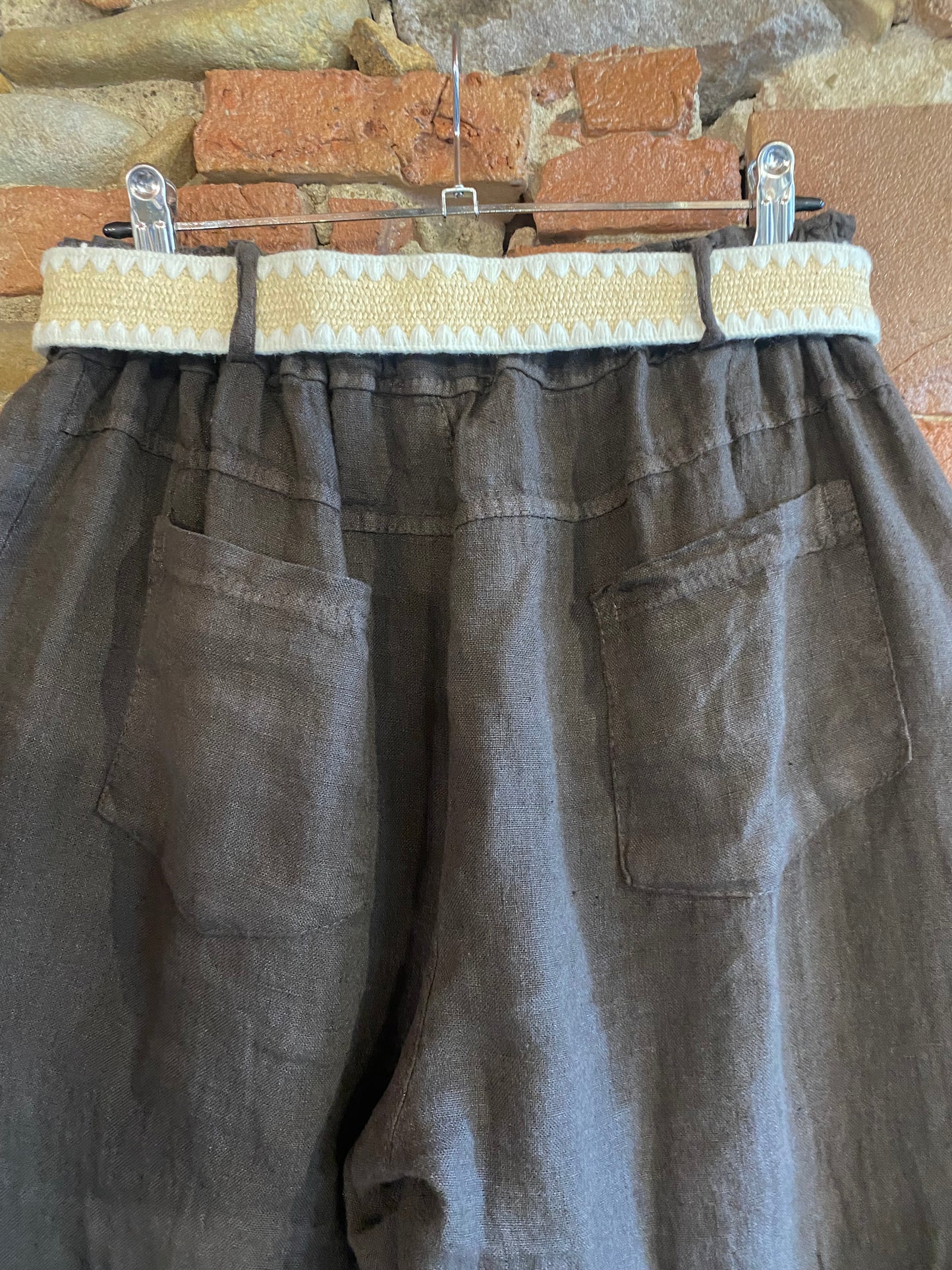 Pantalone Sweet in Lino colore cioccolato