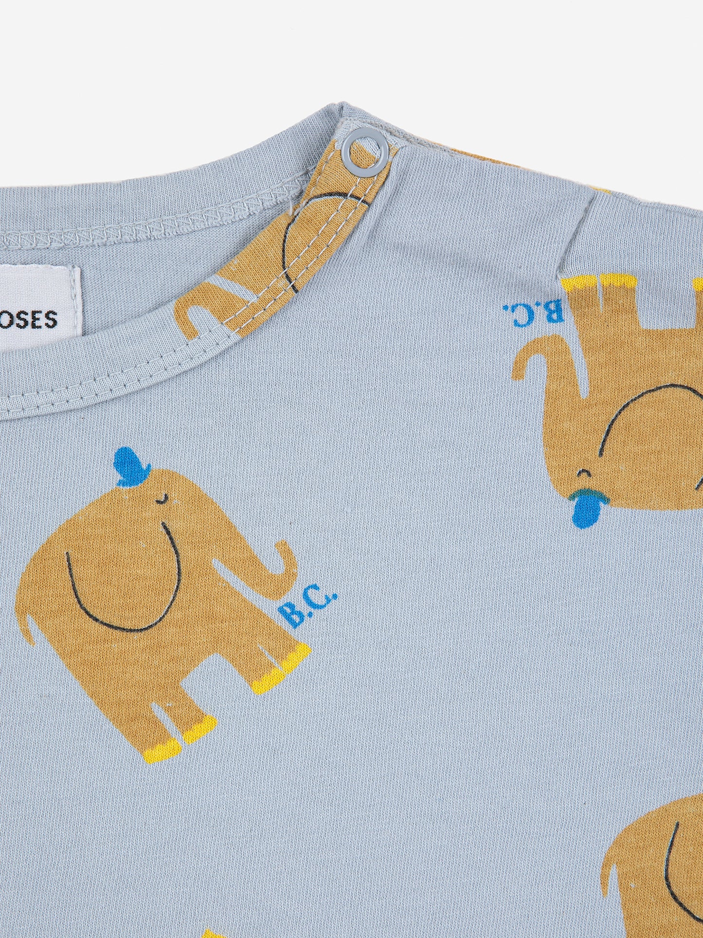 T-shirt bambino cotone colore azzurro stampa elefantini