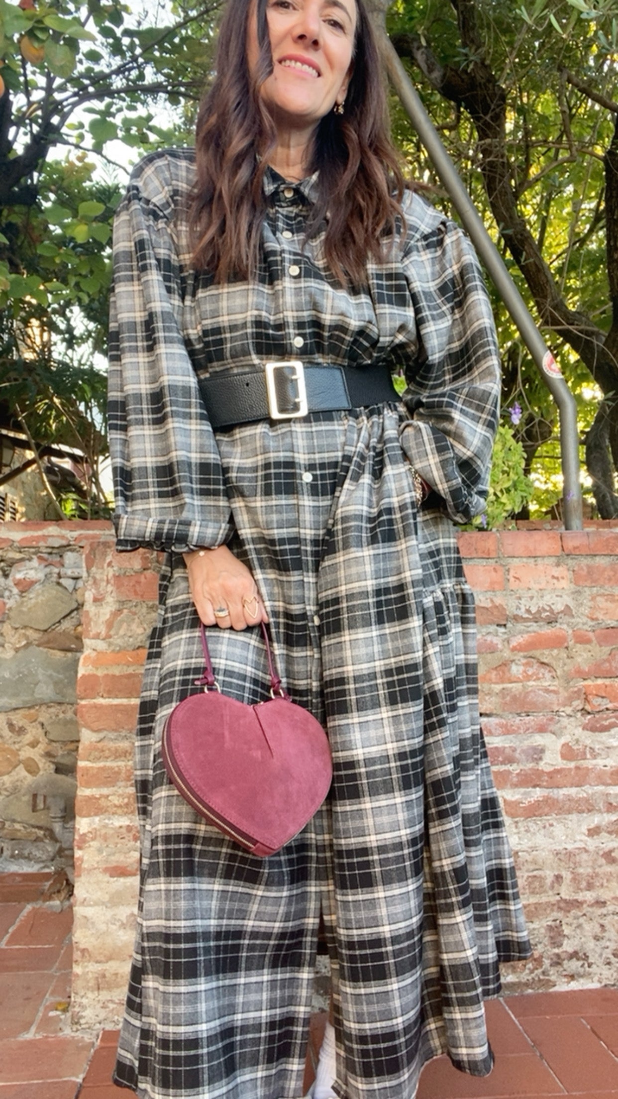 Abito Pauline check grey black