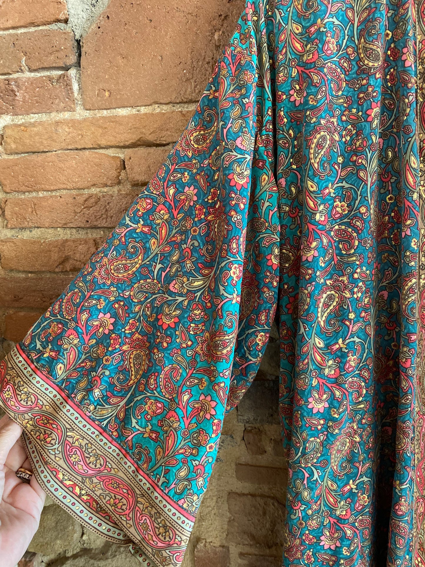 Kimono India verde e bordeaux