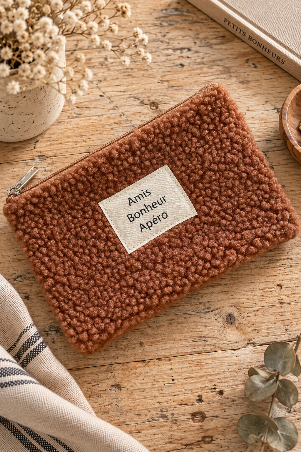 Pochette Teddy Amis Bonheur caramel