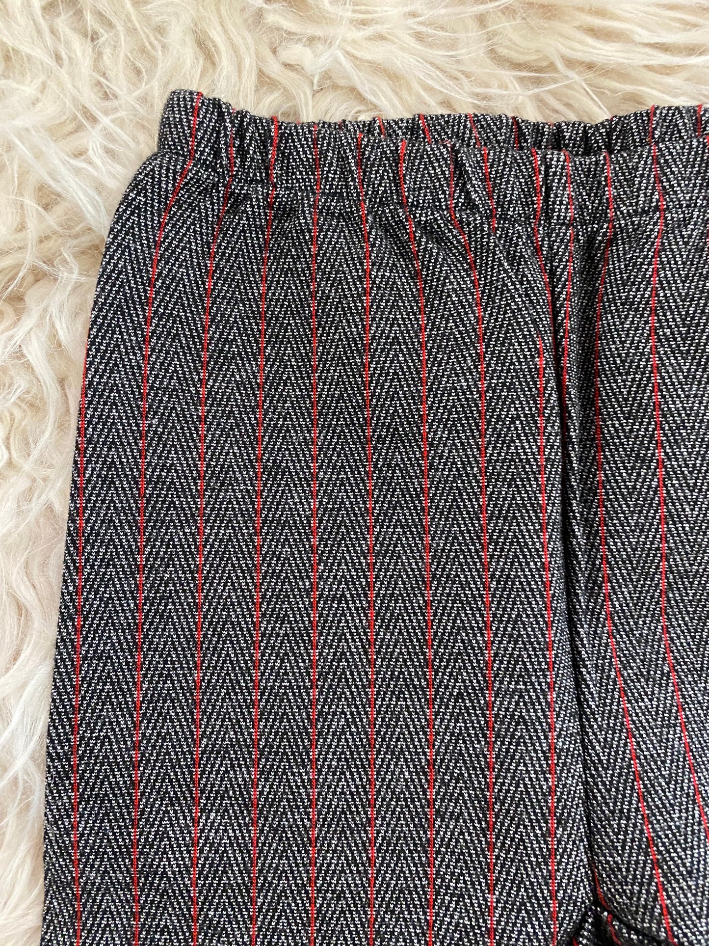 Pantalone in tessuto spigato gessato bordeaux