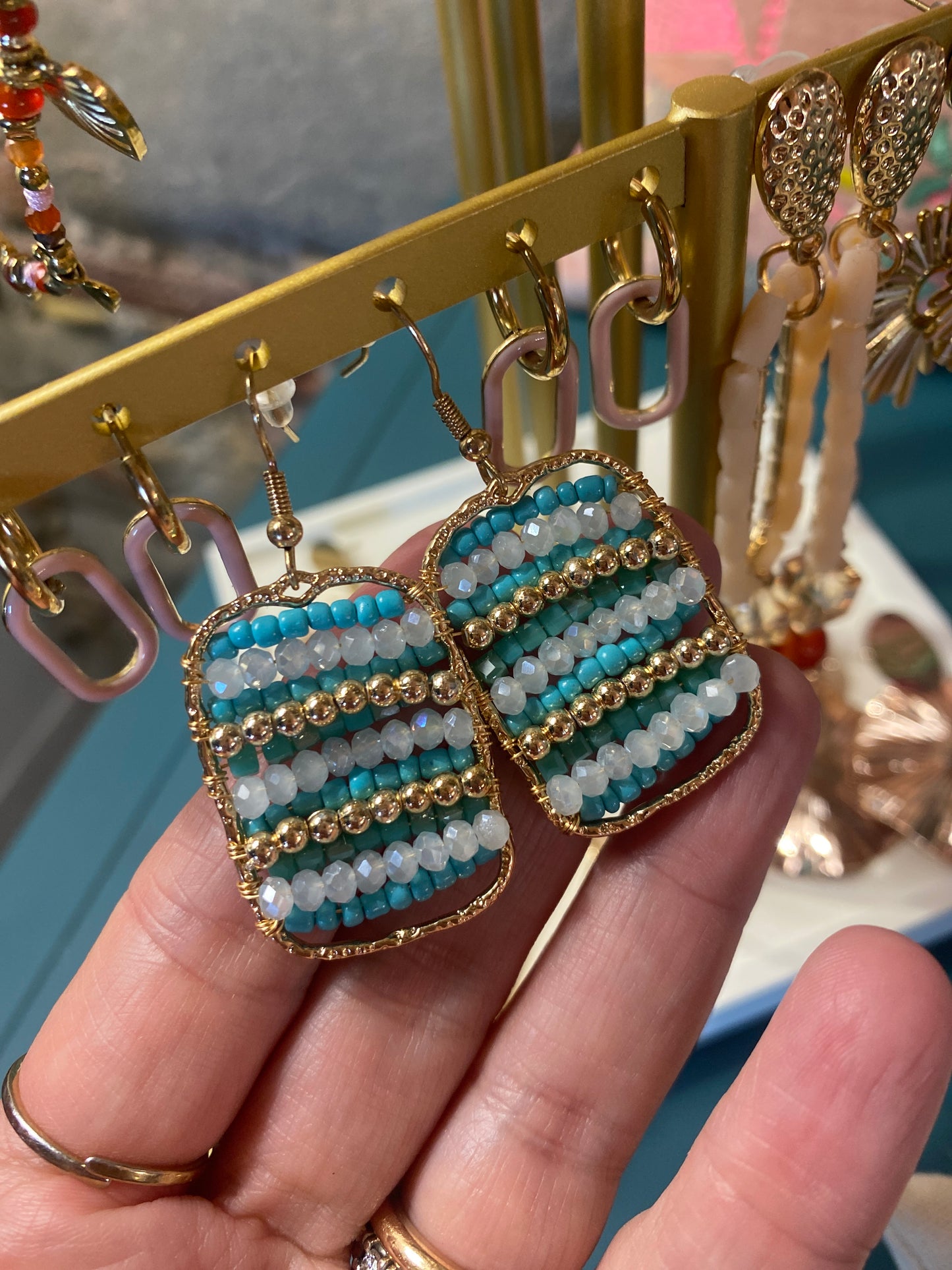 Orecchini Tiffany azzurro e oro