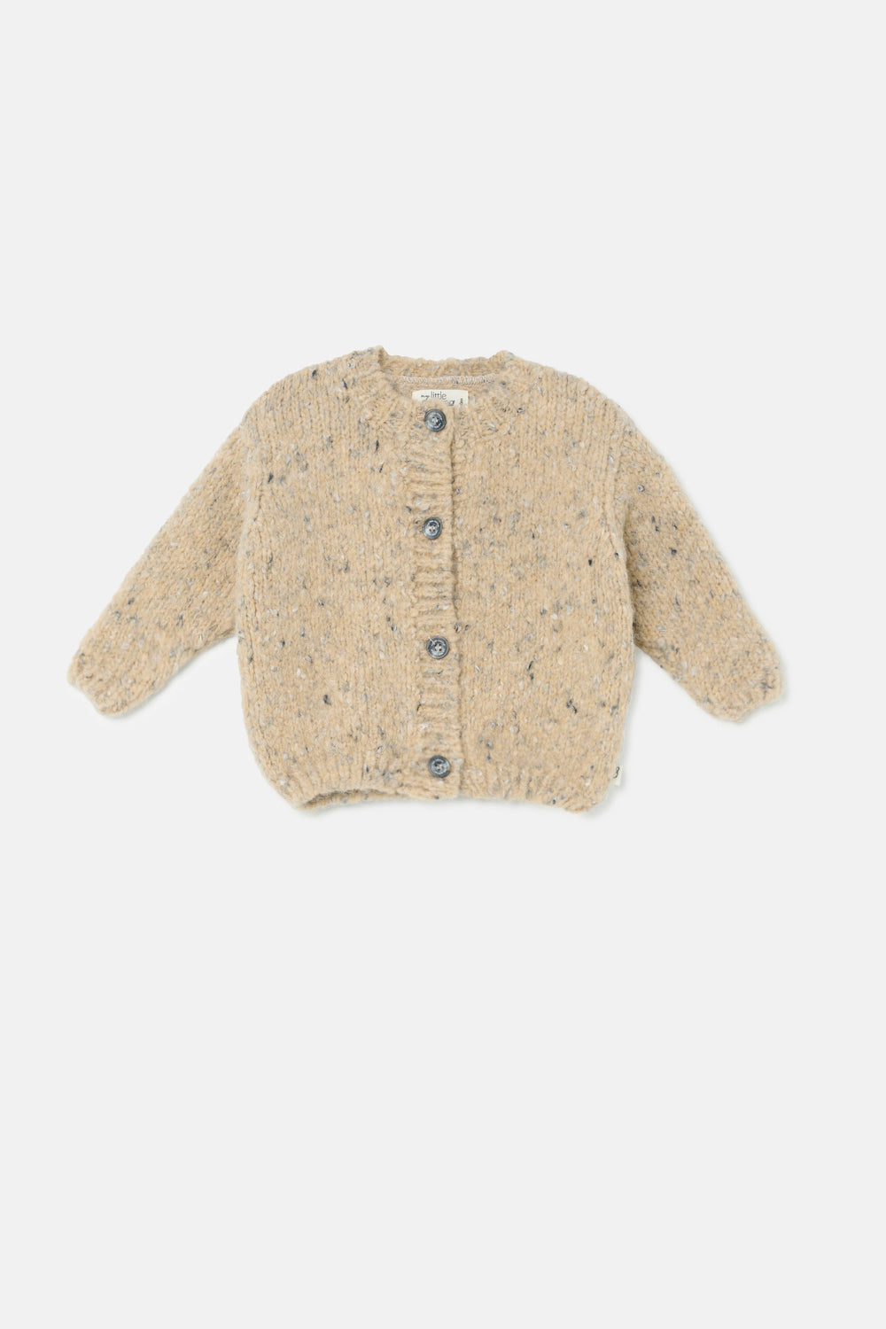 Cardigan in lana colore sabbia mélange
