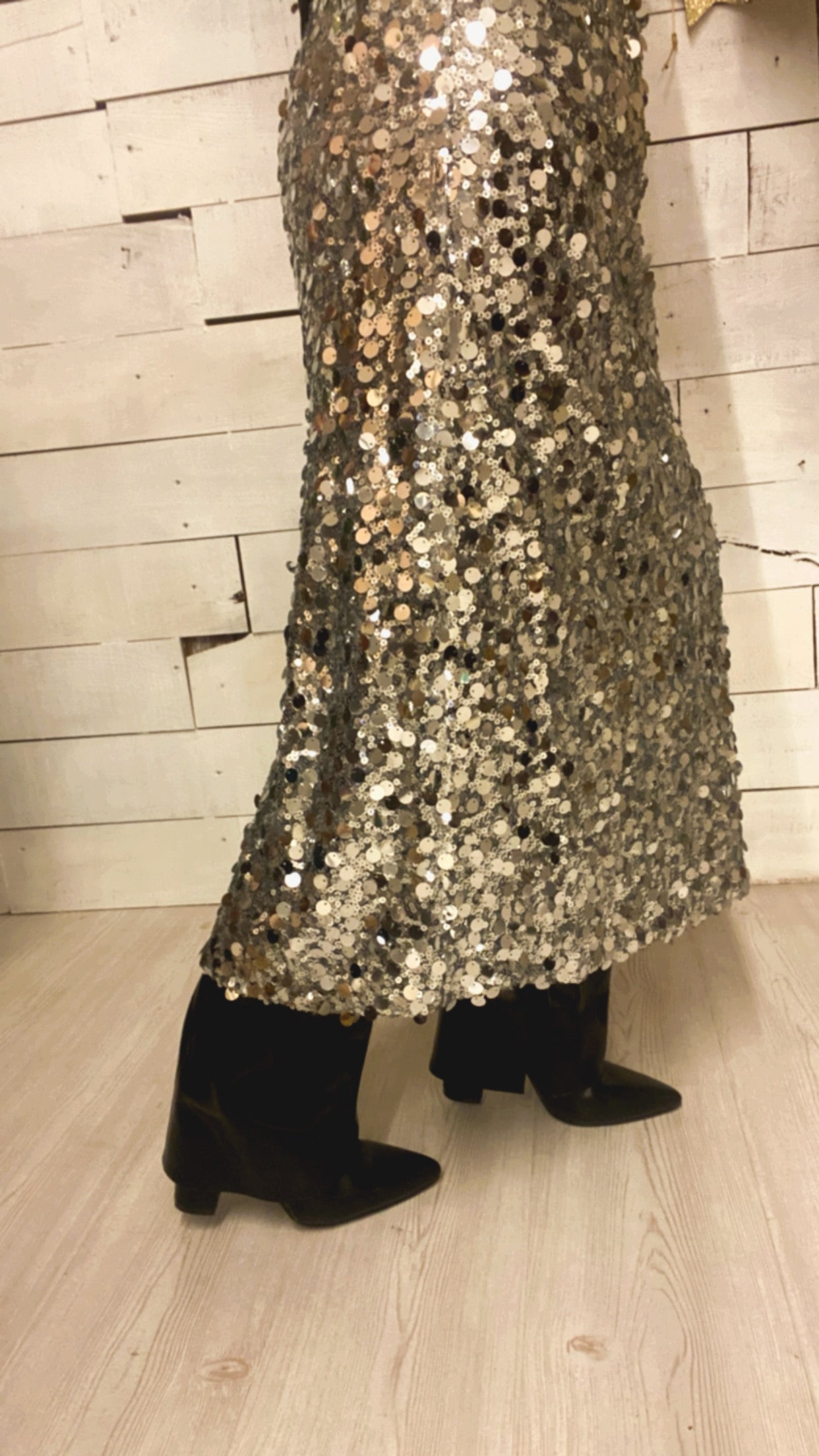 Gonna Noelle paillettes argento