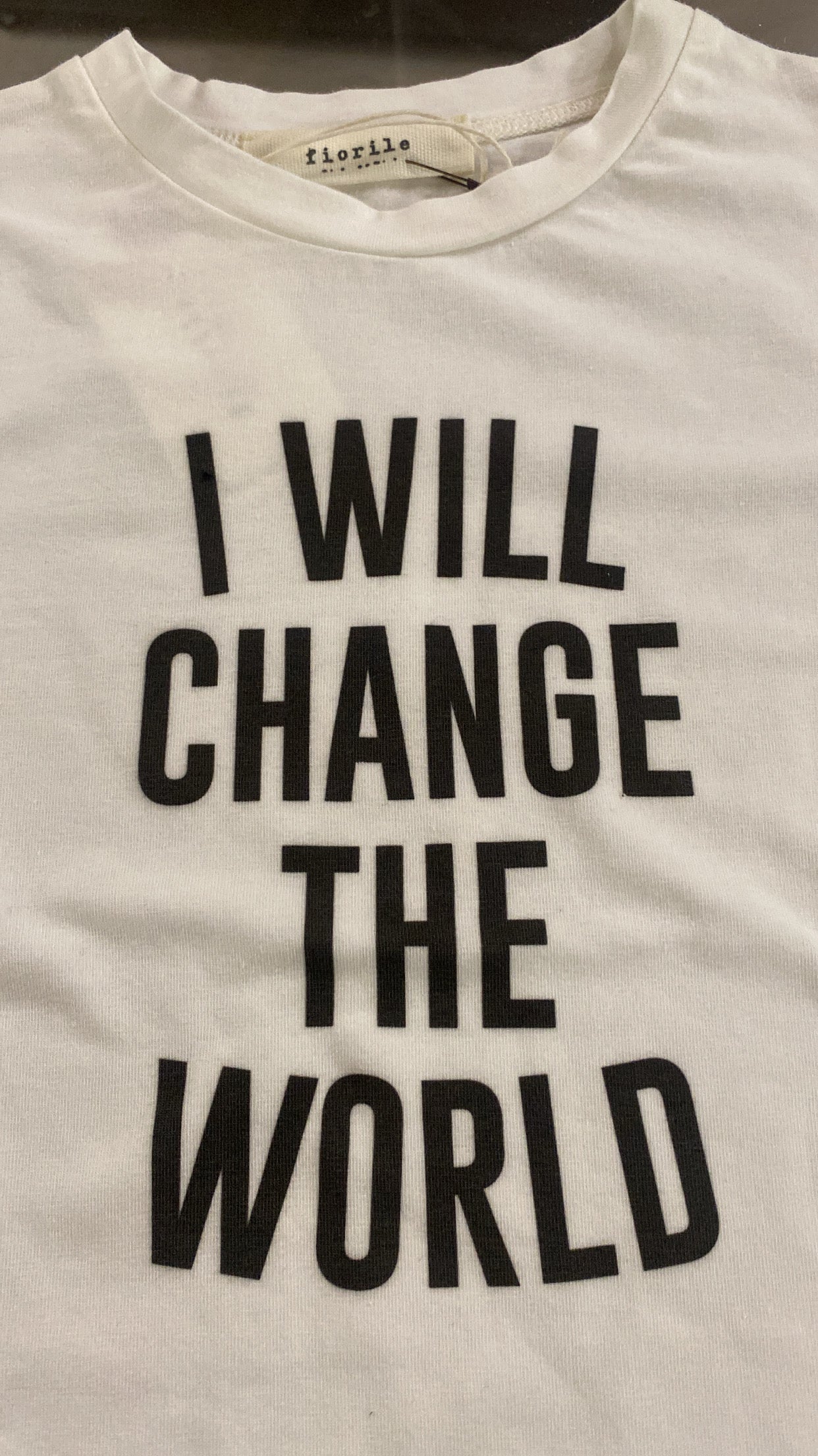 T-shirt in jersey di cotone colore latte stampa nera