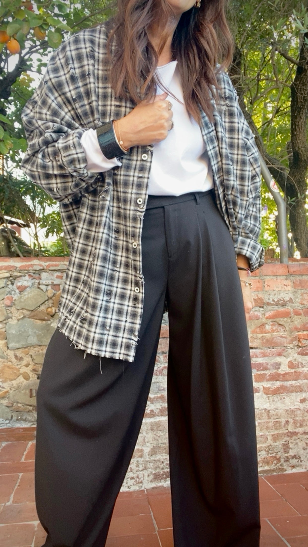 Camicia Mind check black grey