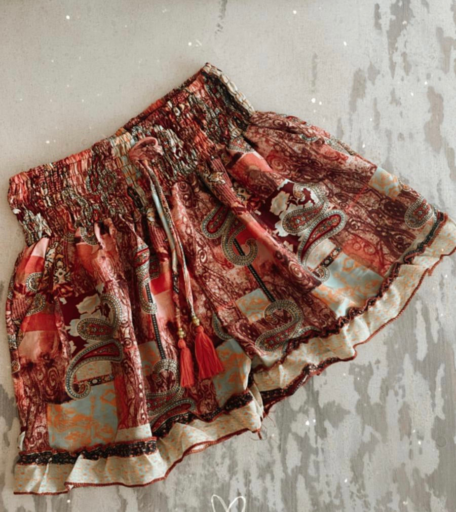 Siviglia short in misto seta fantasia colore rosa beige