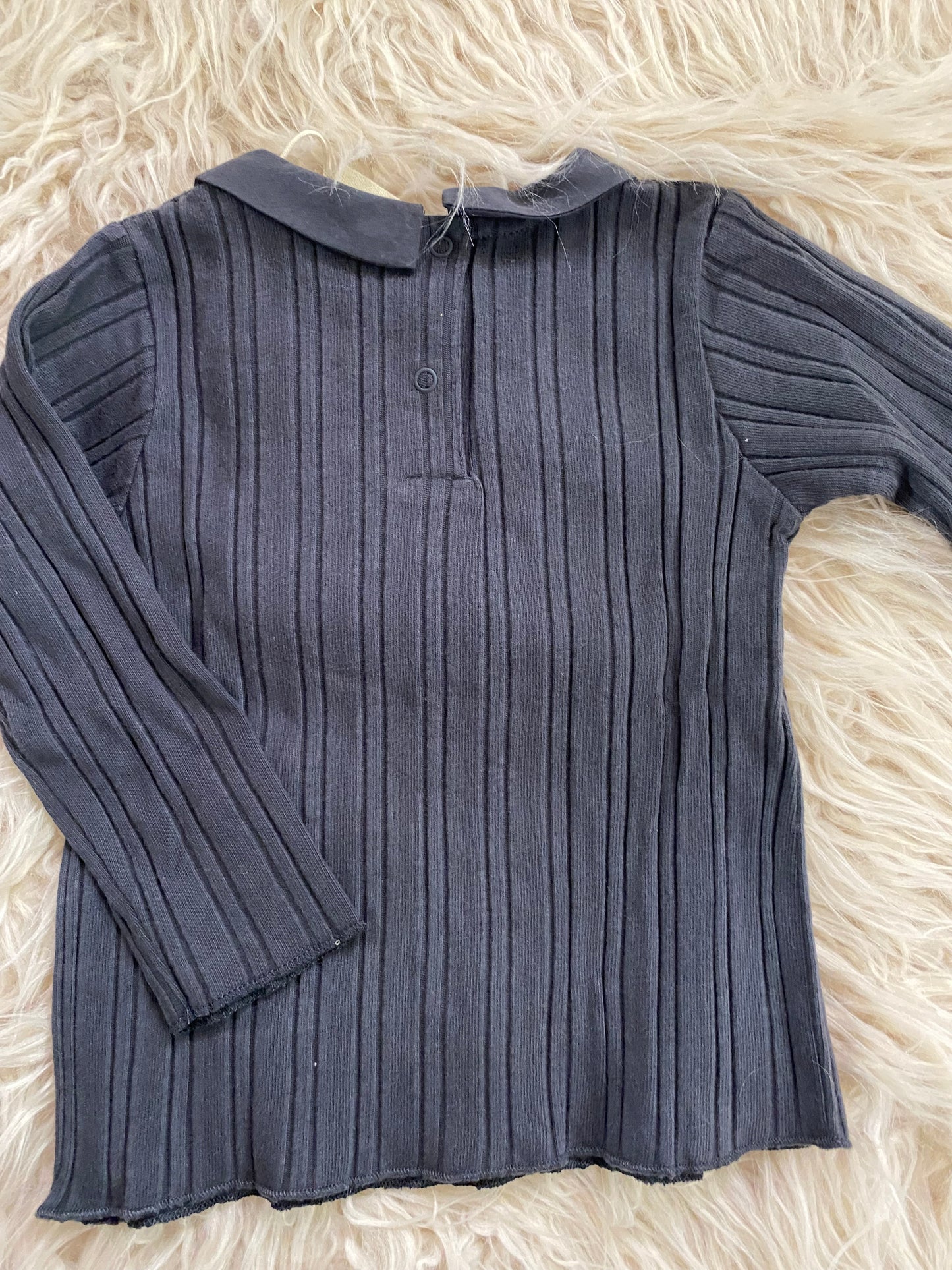 Maglia cotone a coste colore carbone