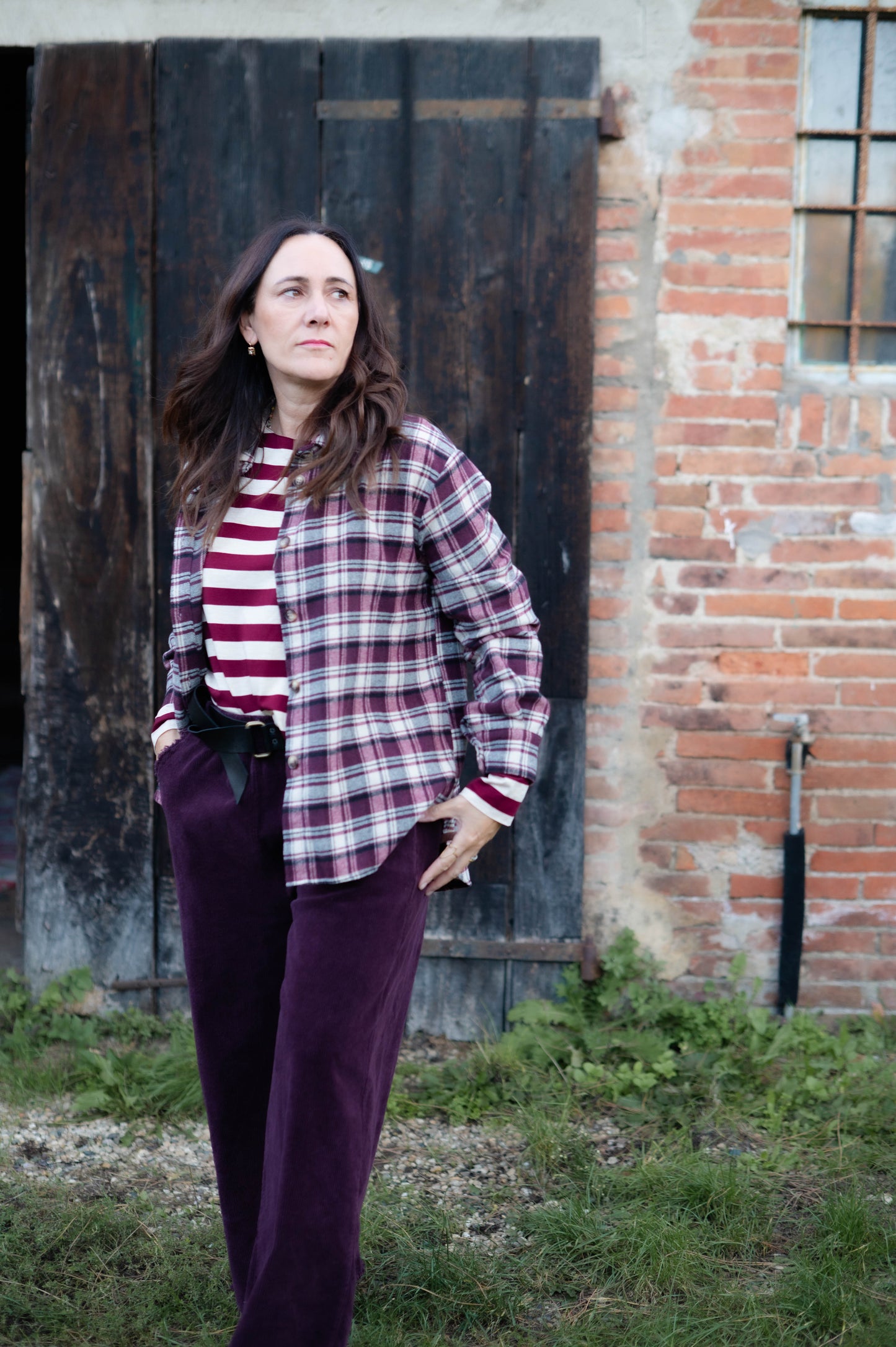 Camicia Dolly check prune/burgundy
