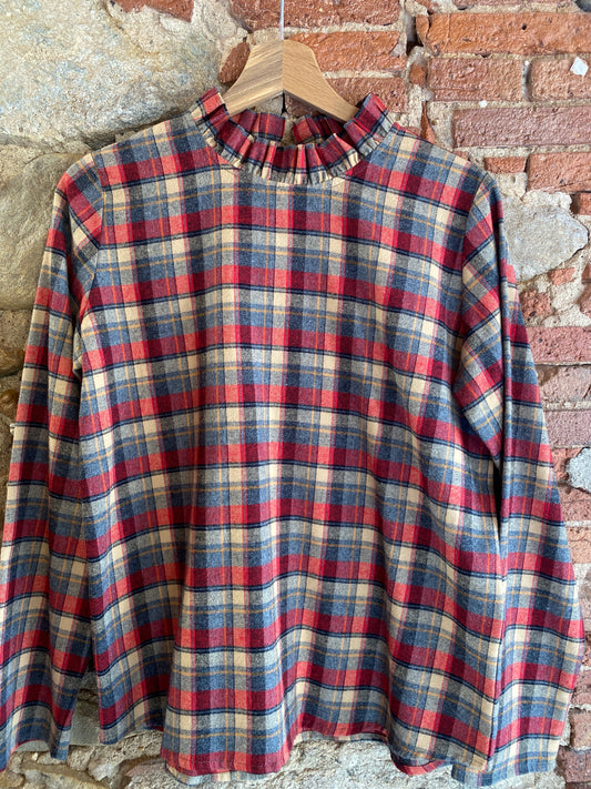 Camicia Andrea check grey beige bordeaux