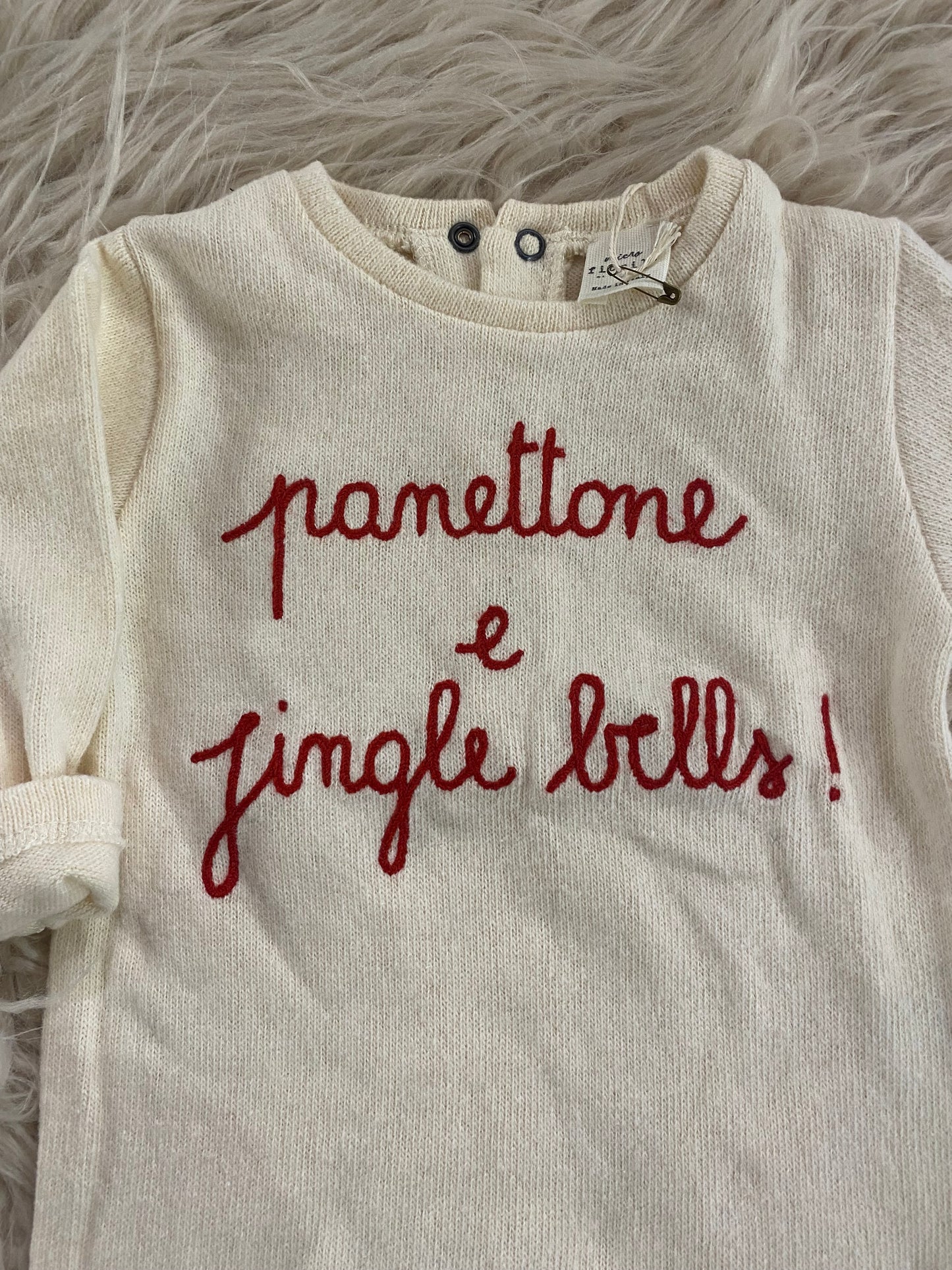 Tutina in caldo cotone panna scritta rossa