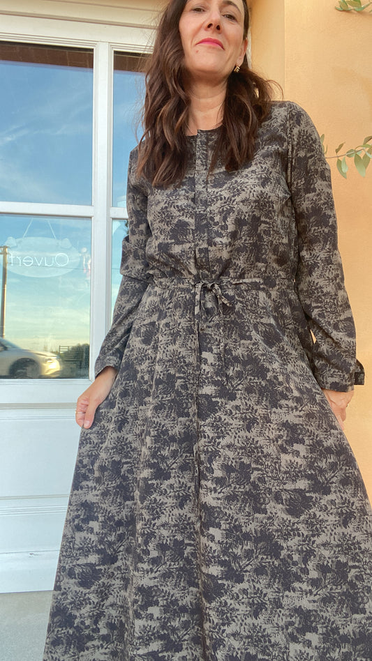 Abito Vintage nero verde fantasia fiori