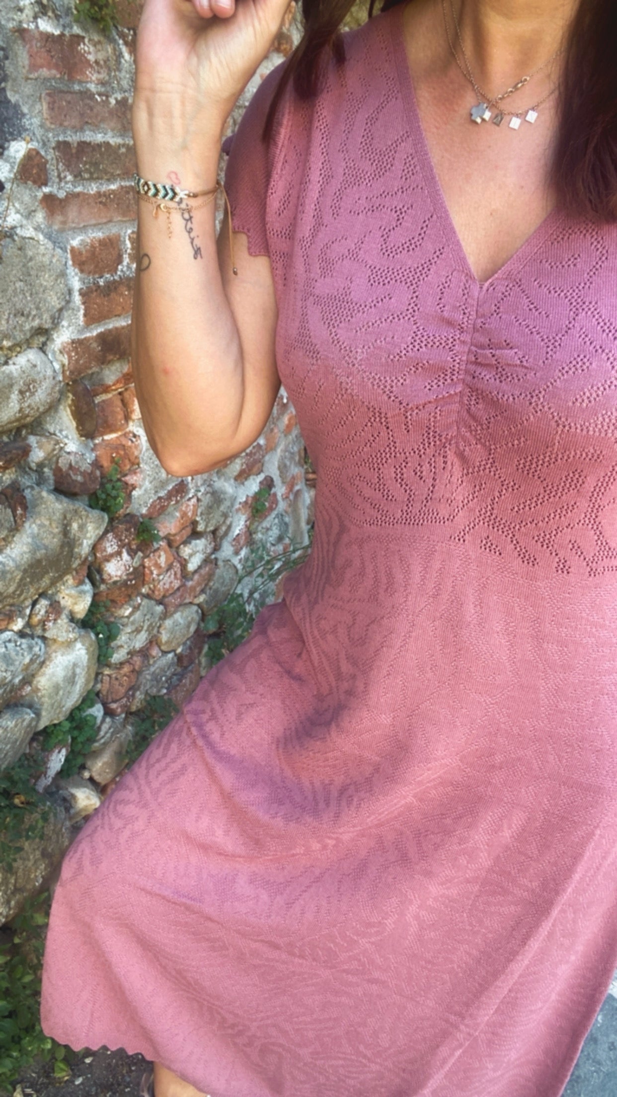 Abito in maglia di viscosa colore lampone