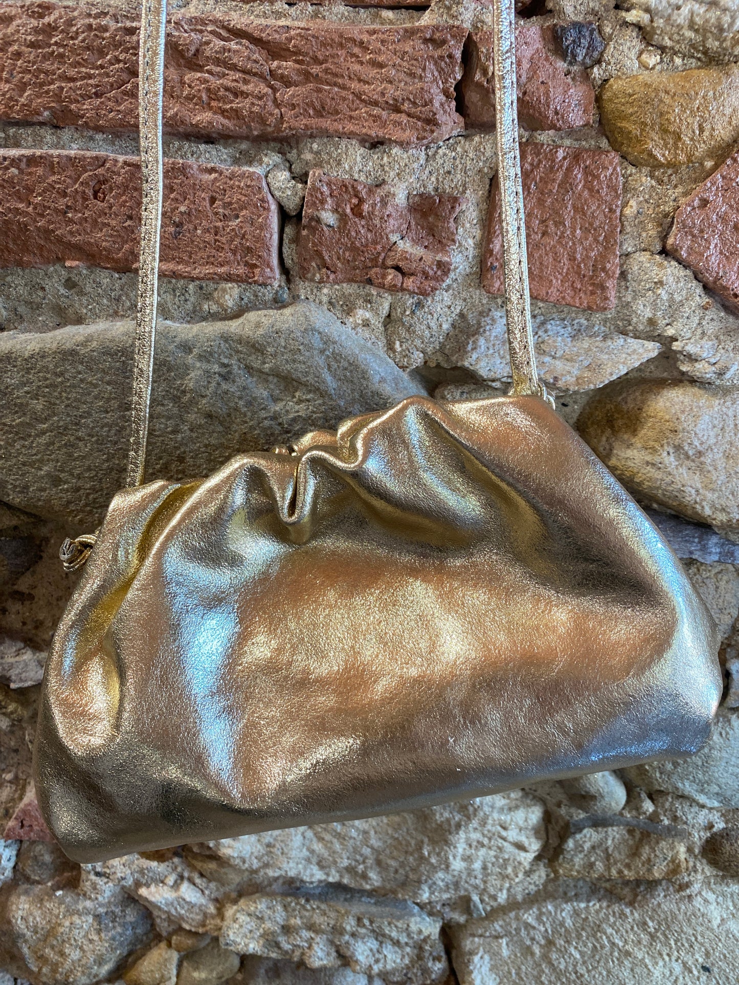 Borsa Domina in pelle oro