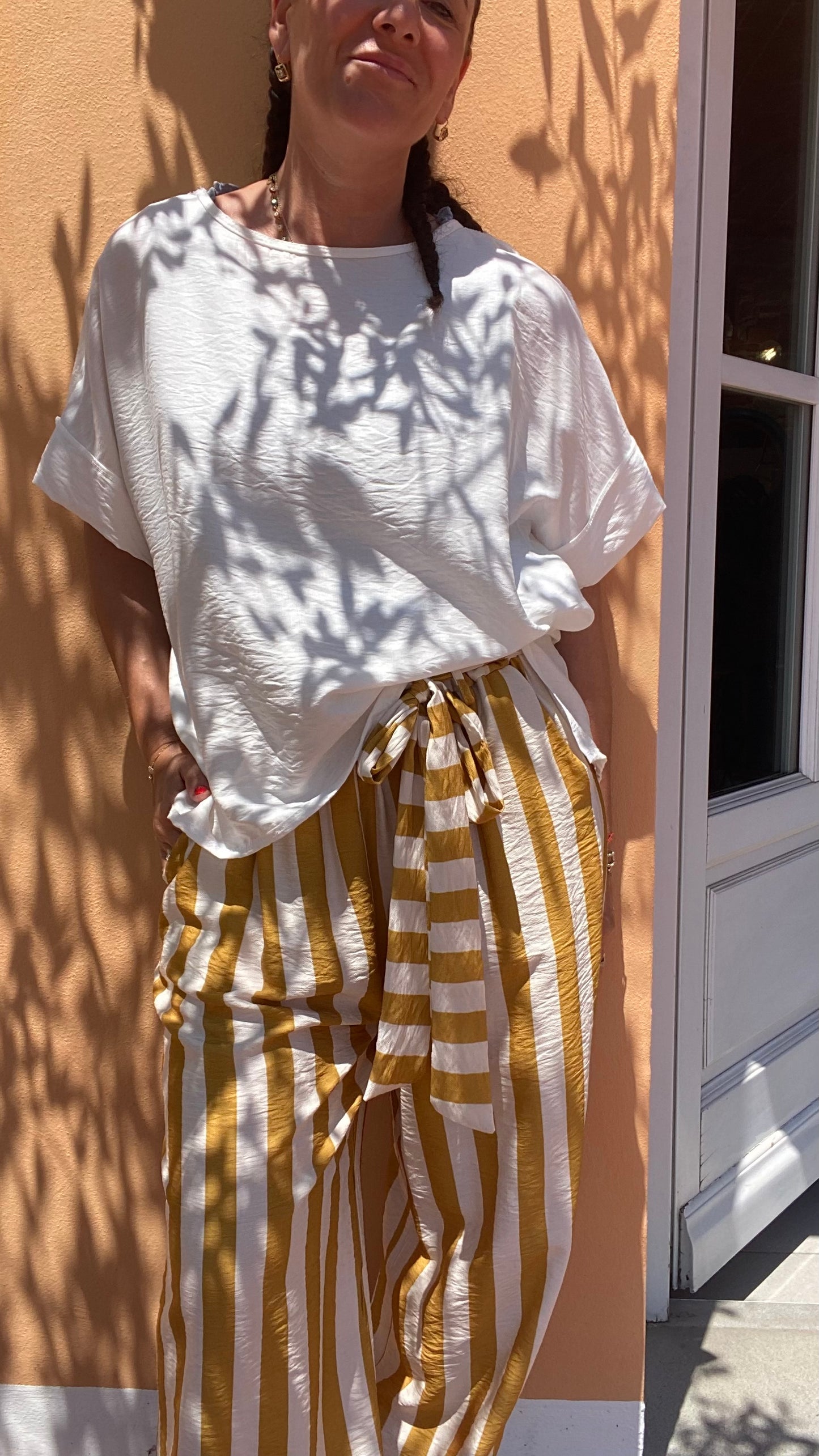 Pantalone Roan righe latte giallo
