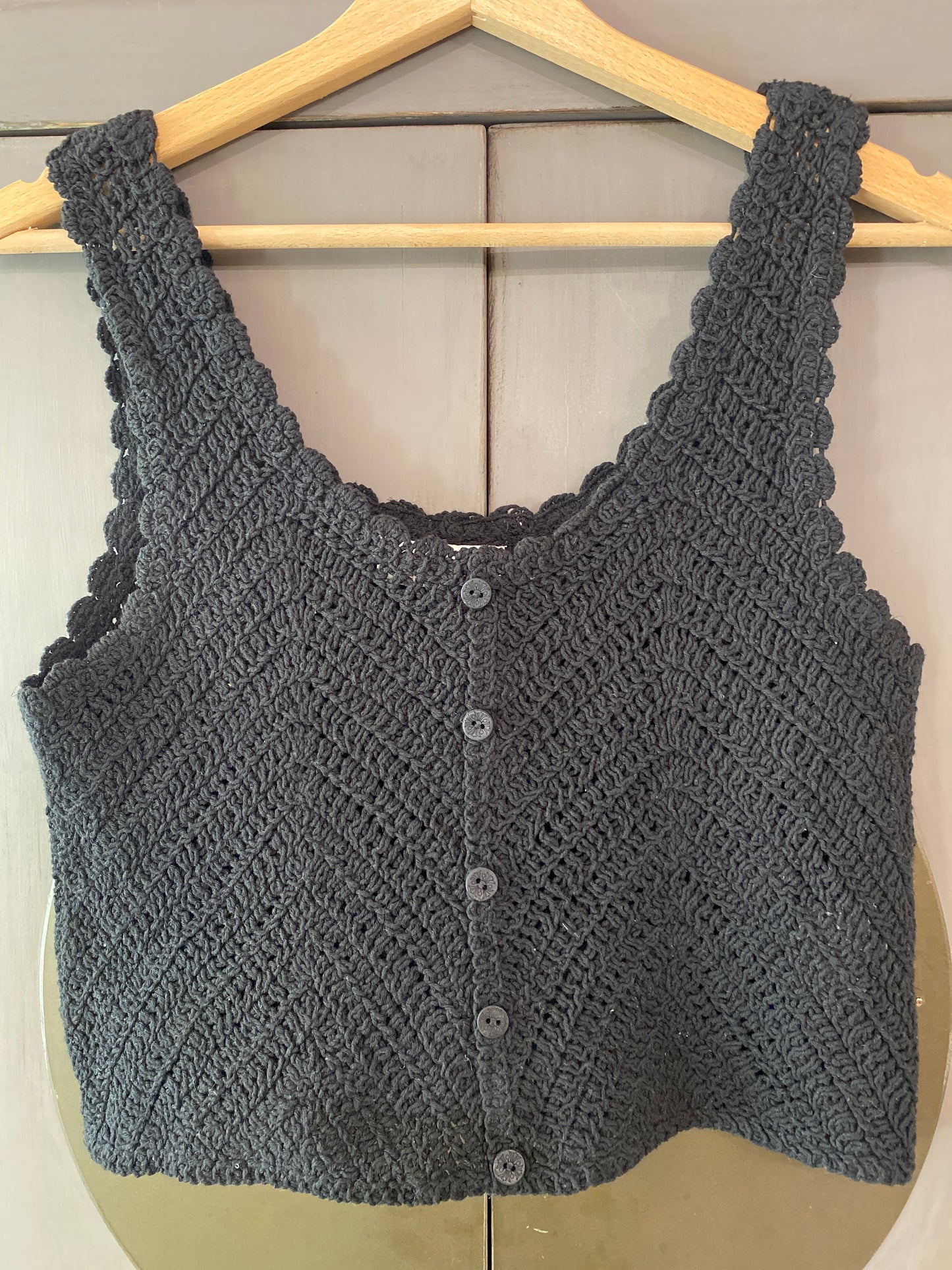 Top crop Remi’ crochet colore nero