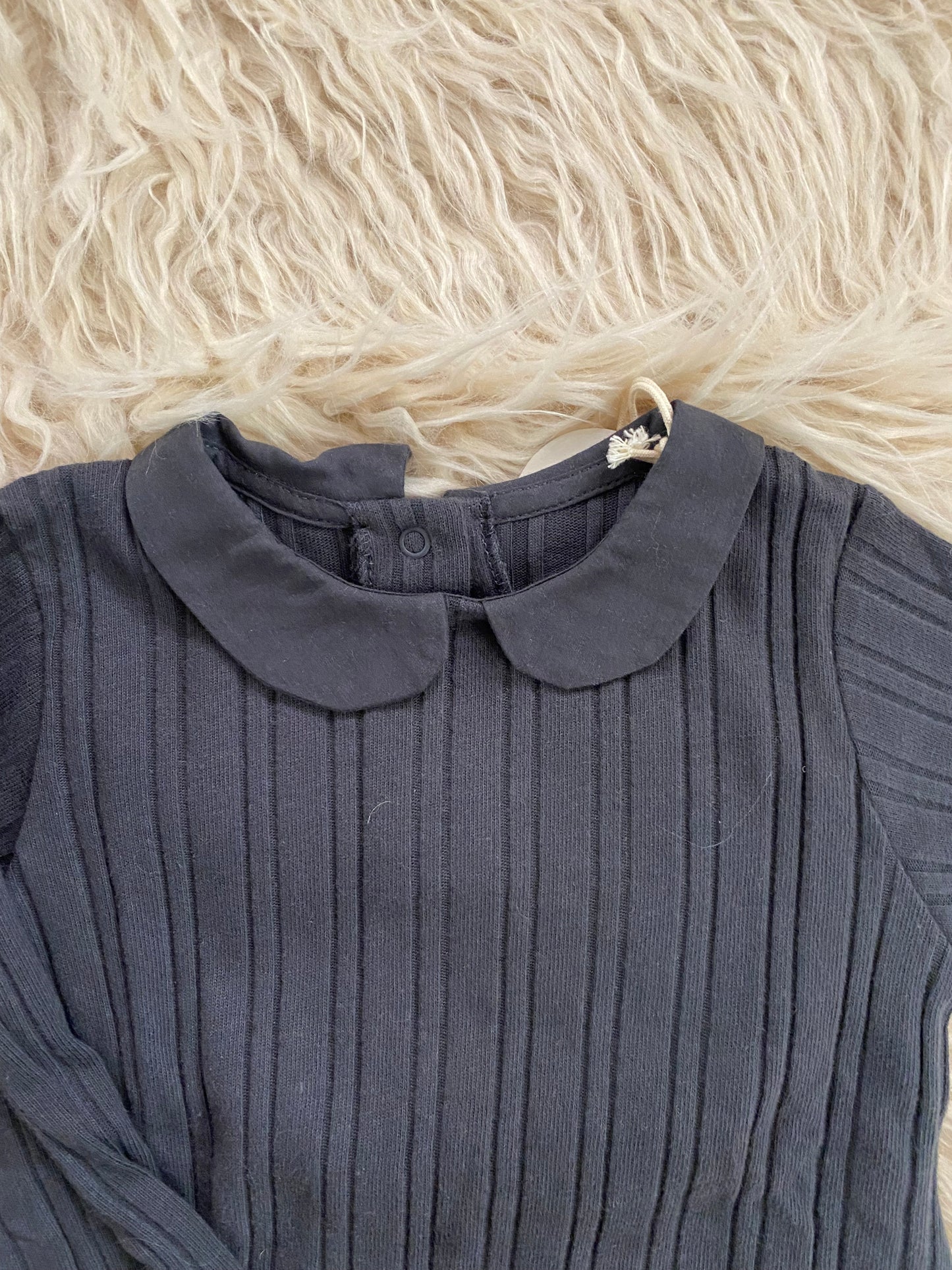 Maglia cotone a coste colore carbone
