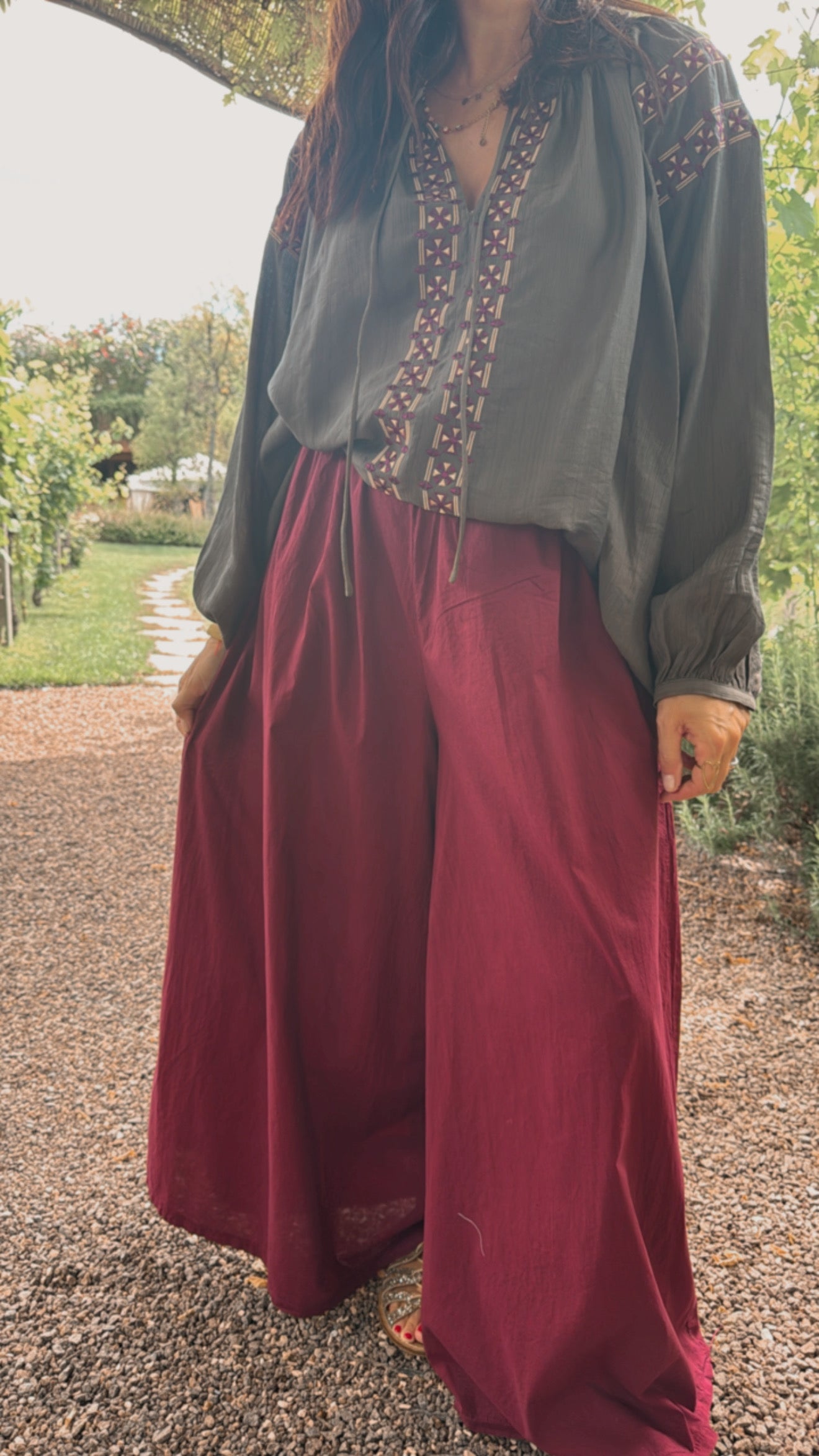 Pantalone Curcuma burgundy