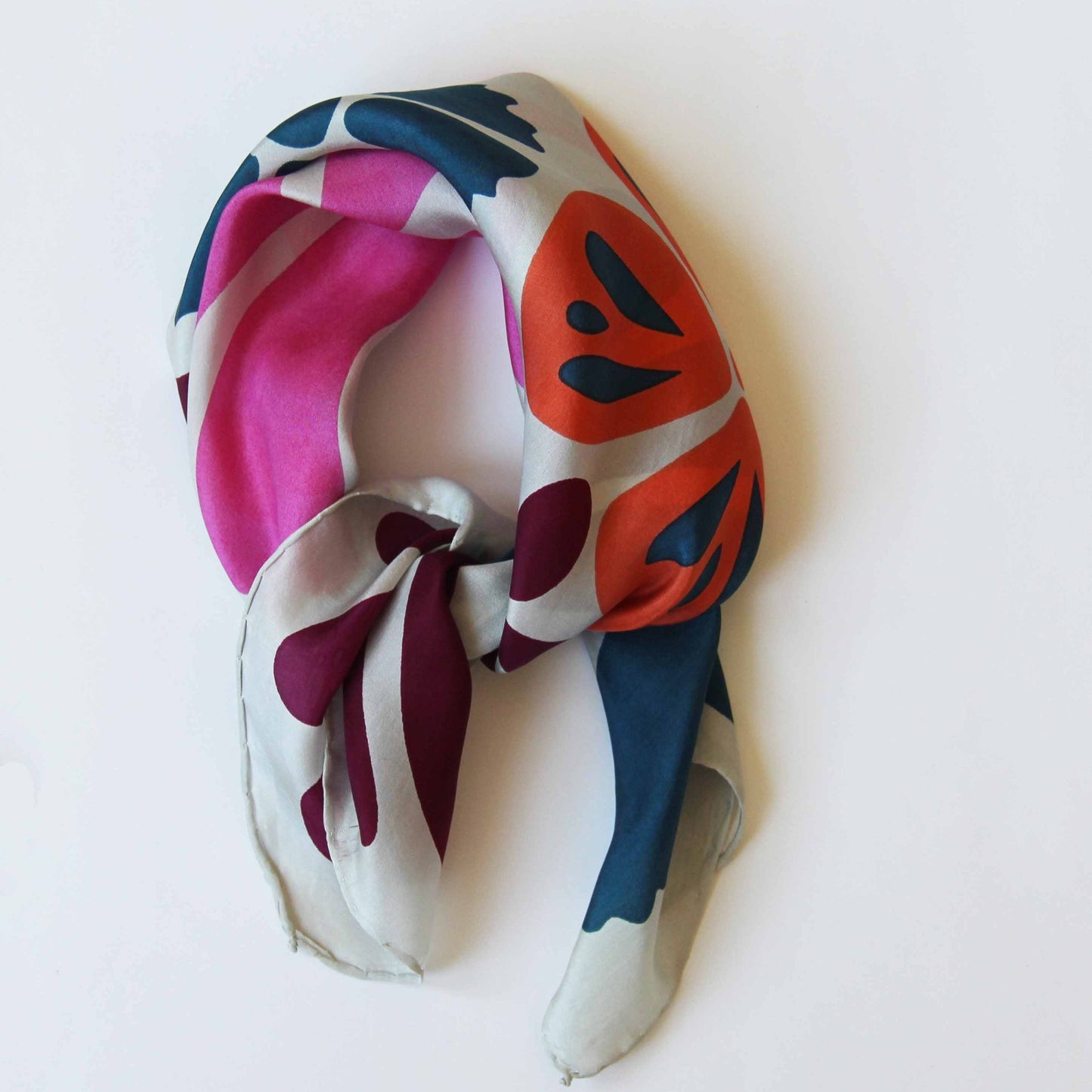 Mini Foulard Flower Power Gris Grey