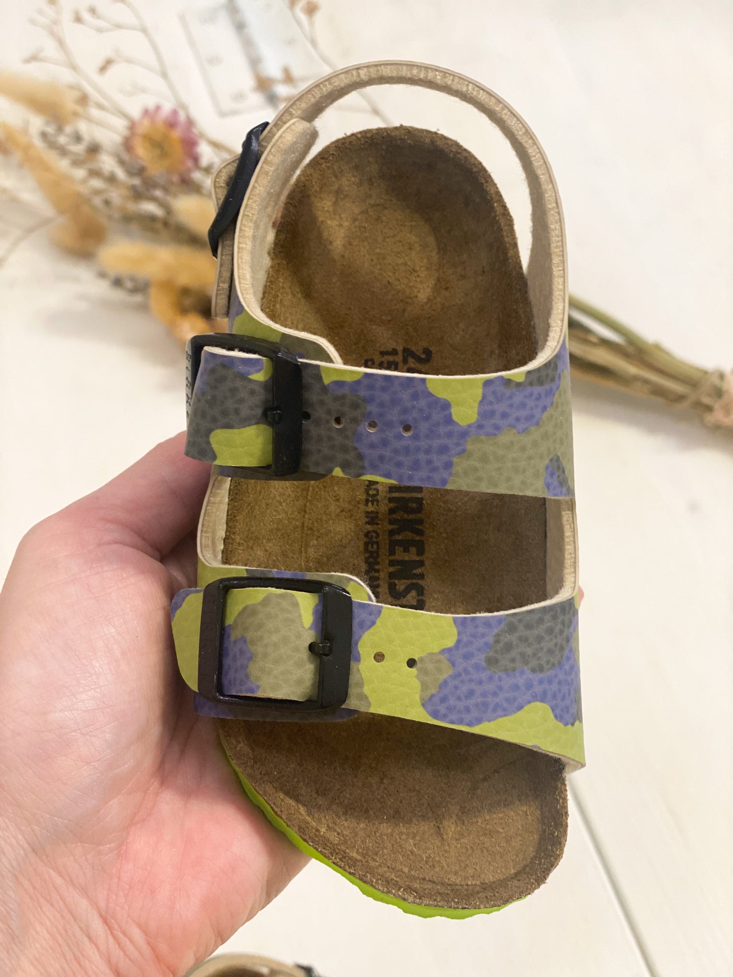 BIRKENSTOCK Milano sandalo bambino camouflage blu/lime