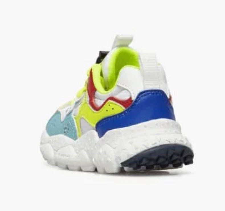 FLOWER MOUNTAIN sneakers eco pelle turchese giallo fluo
