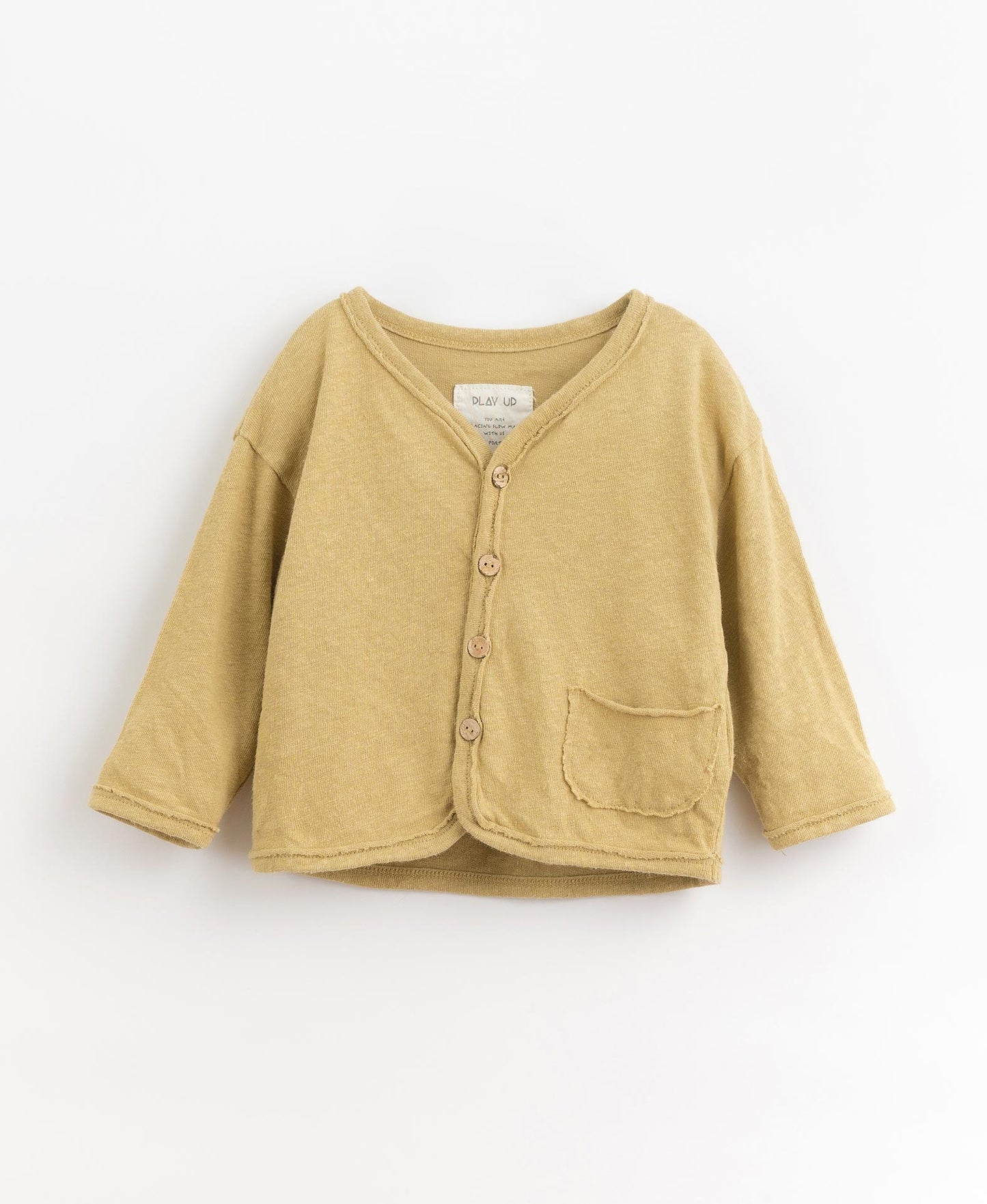 Cardigan bambino in cotone e lino colore lime