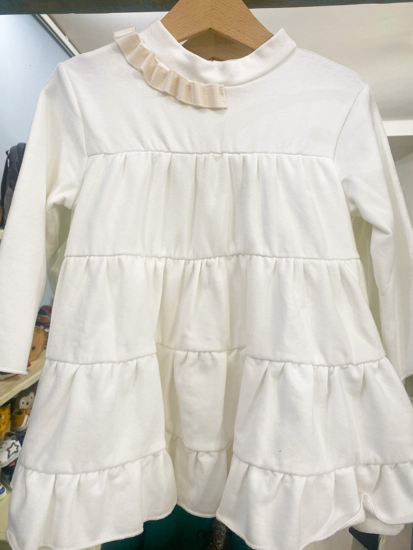 Abito in felpa di cotone colore latte