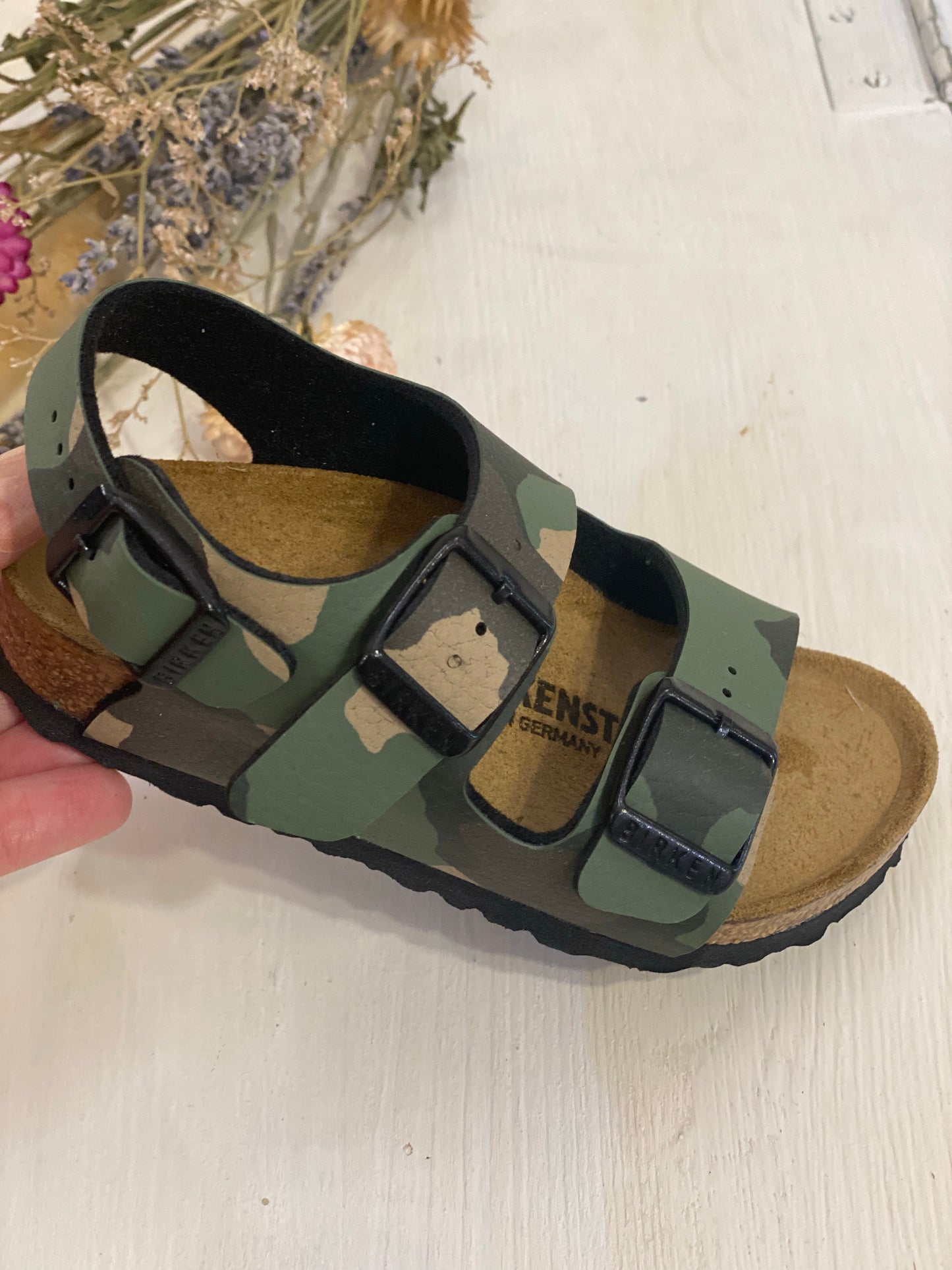 BIRKENSTOCK Milano sandali bambino pelle camouflage verde