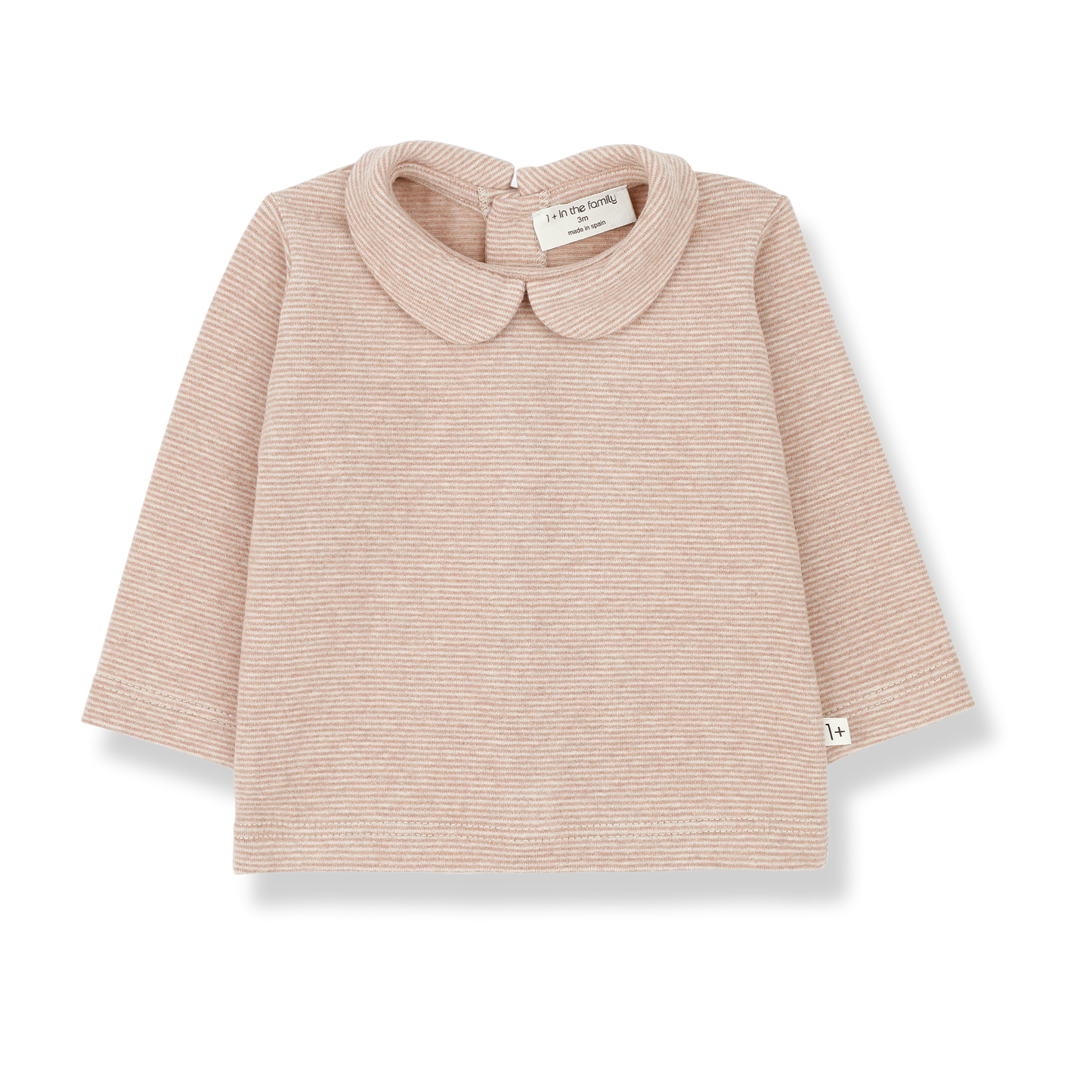 Maglia in caldo cotone colore rosa a righe panna