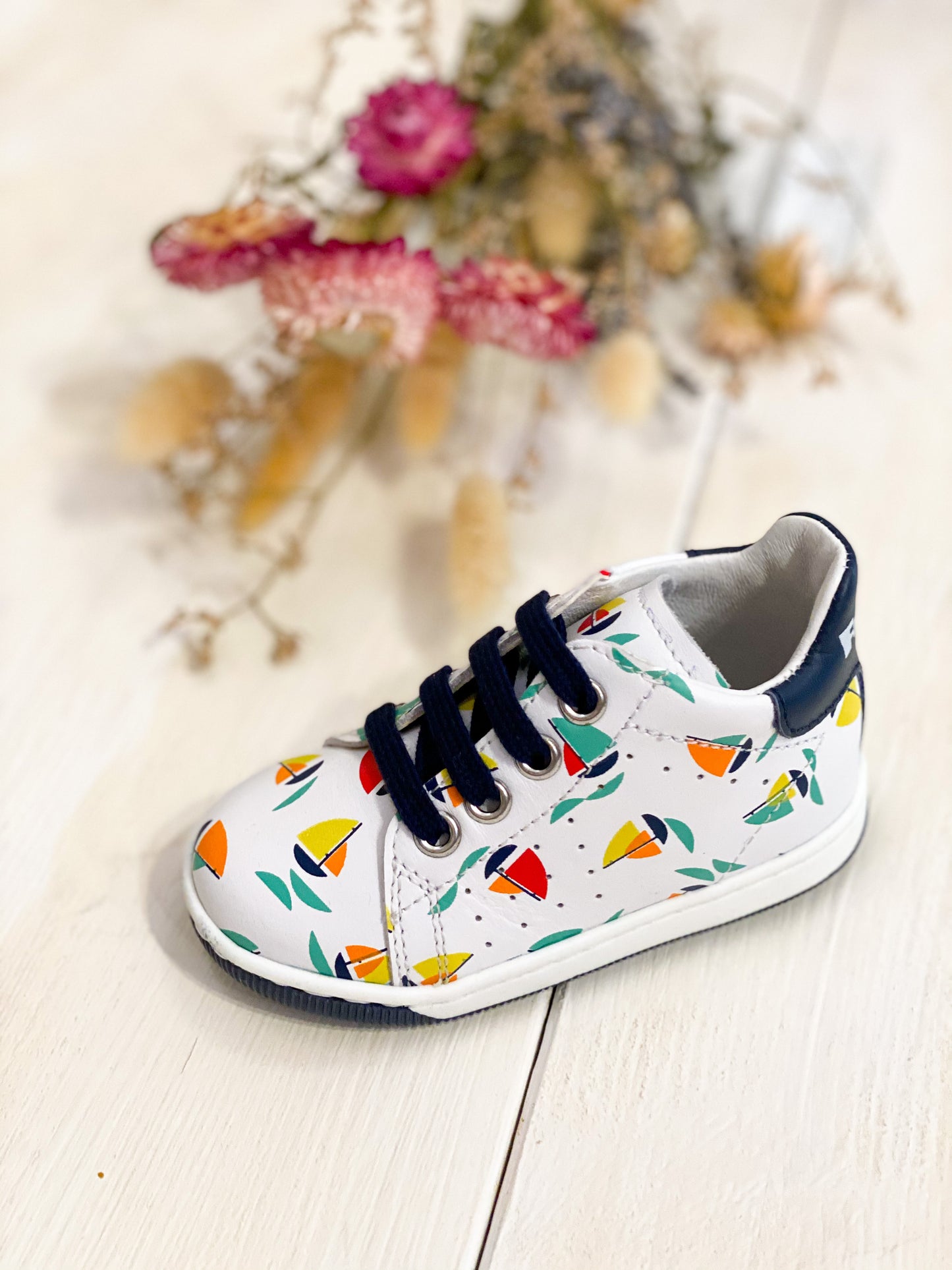 sneakers pelle bianca stampa barchette