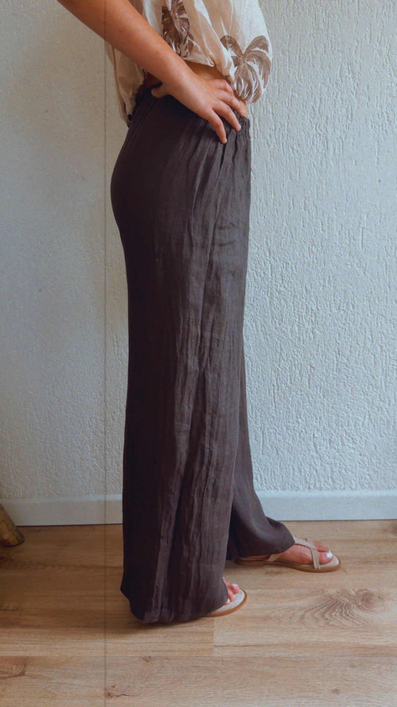 Pantalone lino Paloma new choco