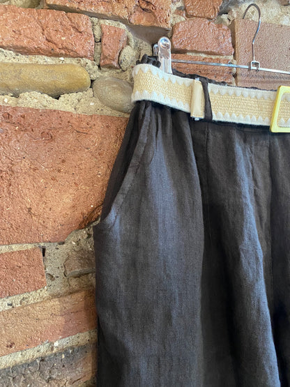 Pantalone Sweet in Lino colore cioccolato